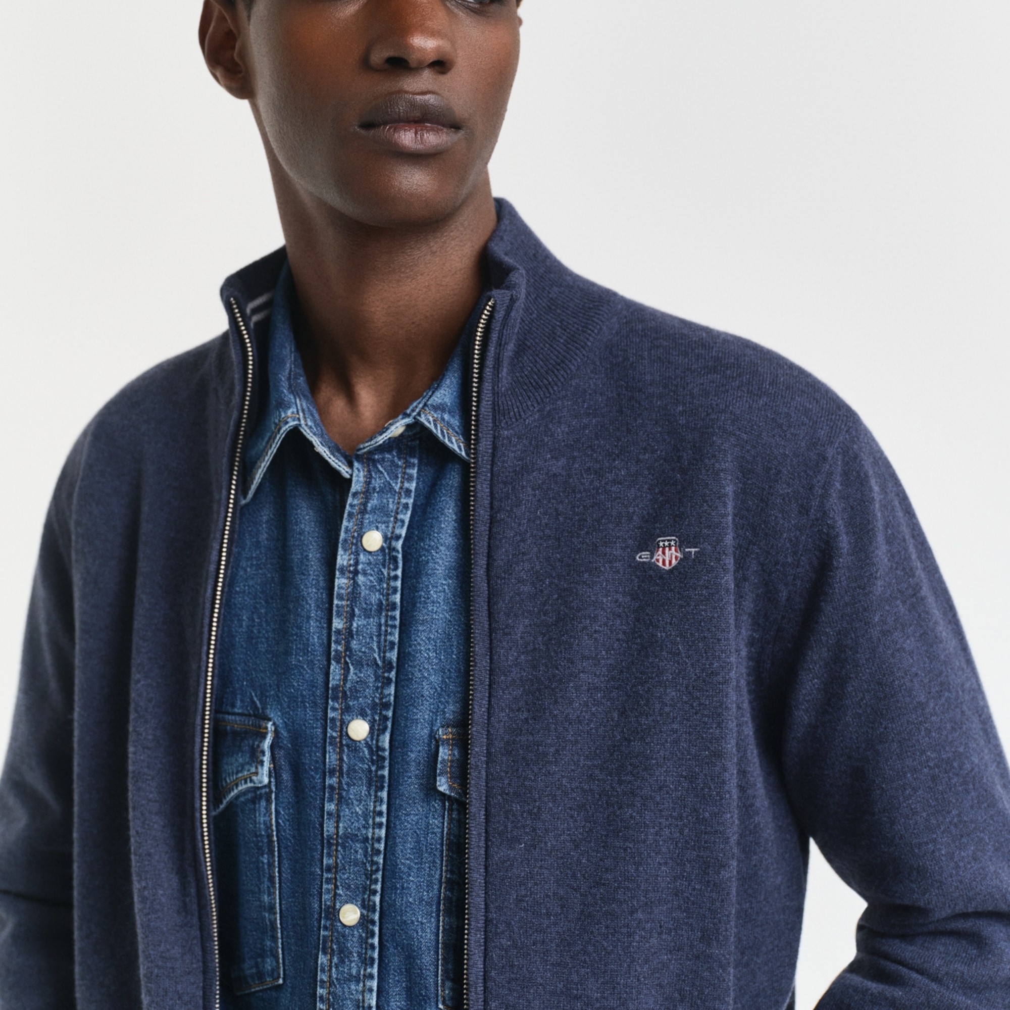 GANT Kardiganas vyrams, Mėlyna, superfine lambswool zip 4