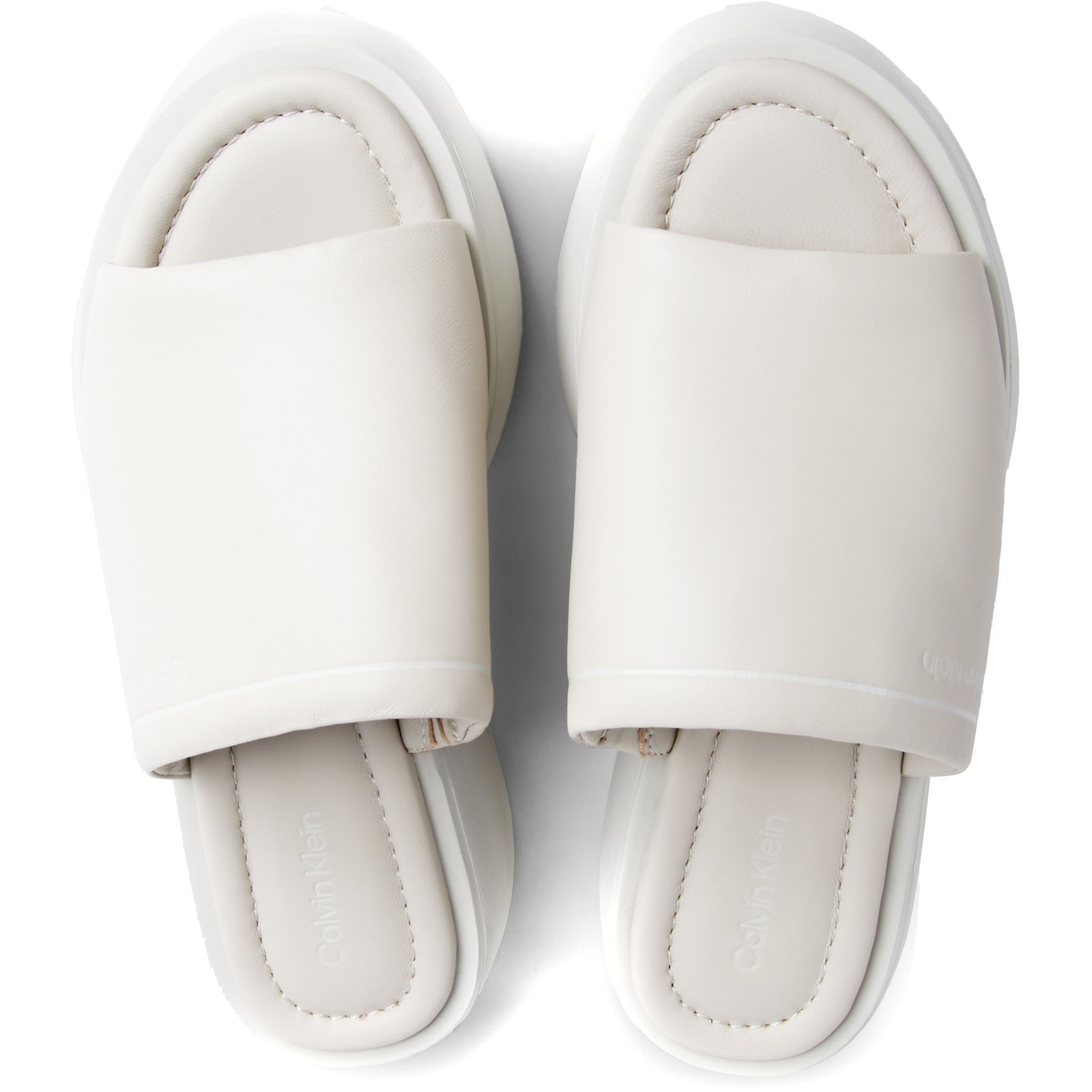 CALVIN KLEIN Guminės šlepetės moterims, Smėlio, Flatform slide 4