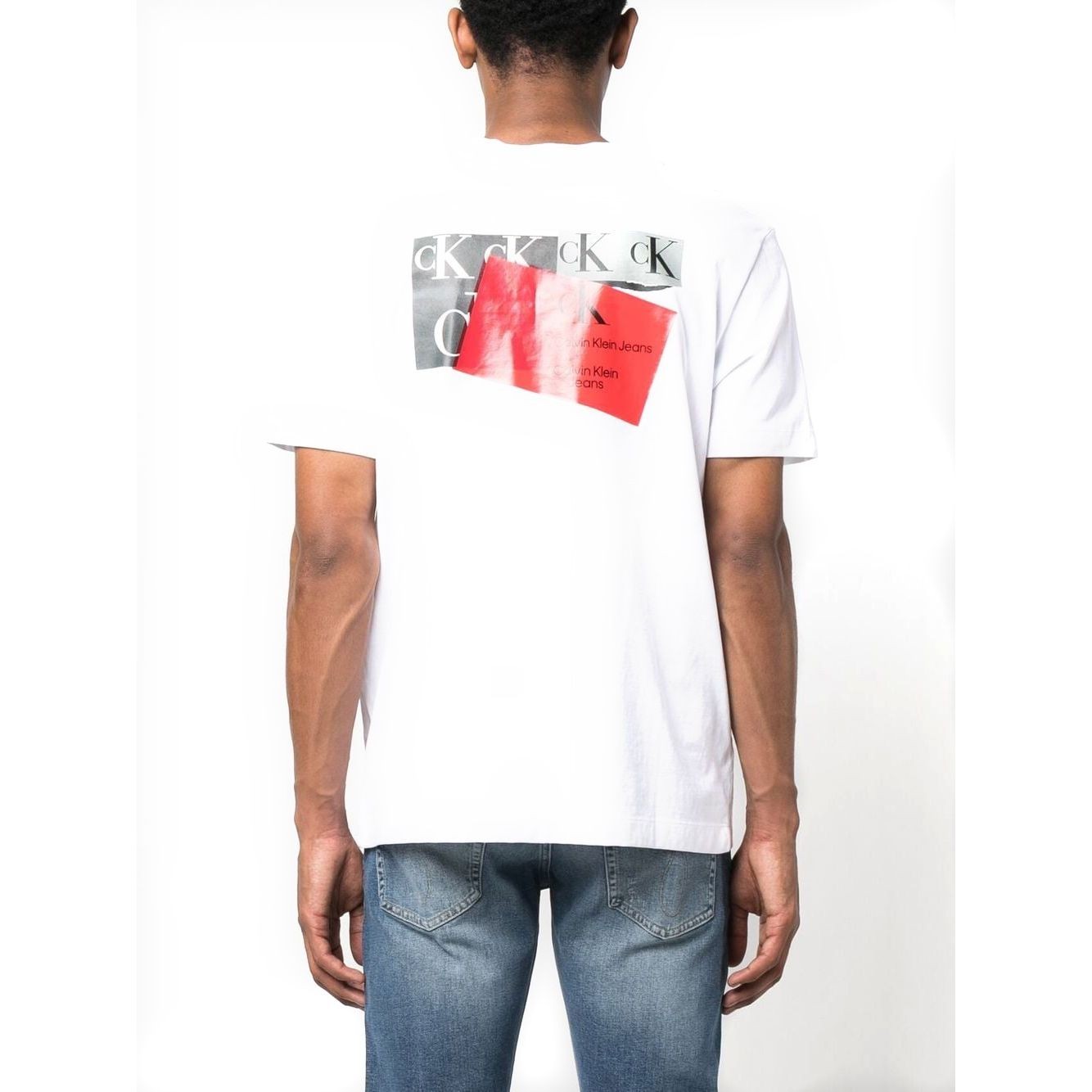 CALVIN KLEIN JEANS Marškinėliai trump. rankovėmis vyrams, Balta, Disrupted ck box urban tee 2