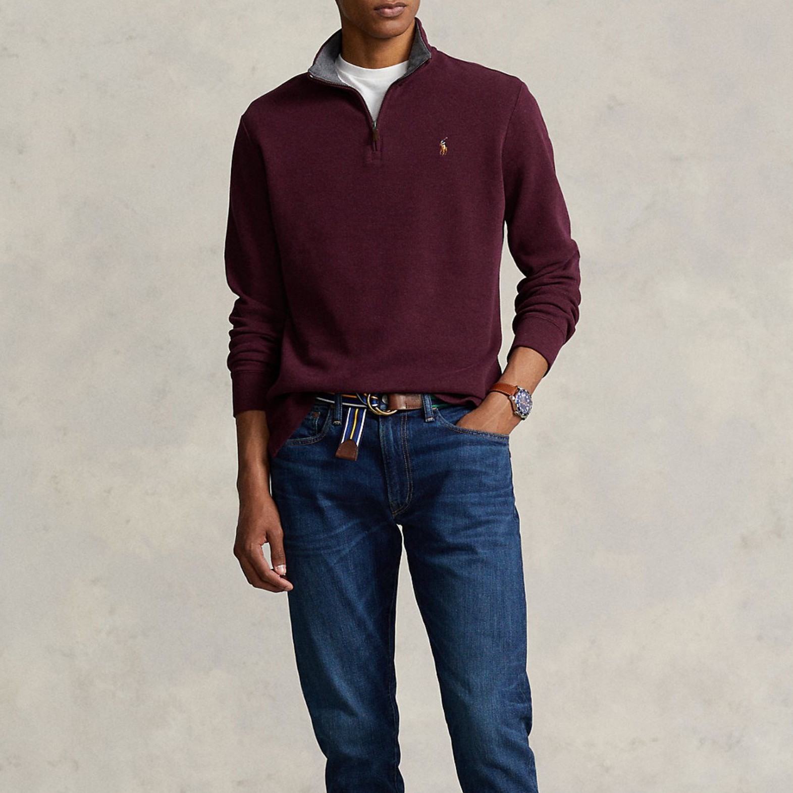 POLO RALPH LAUREN Sportinis nertinis vyrams, Raudona, Long sleeve half zip sweater 2