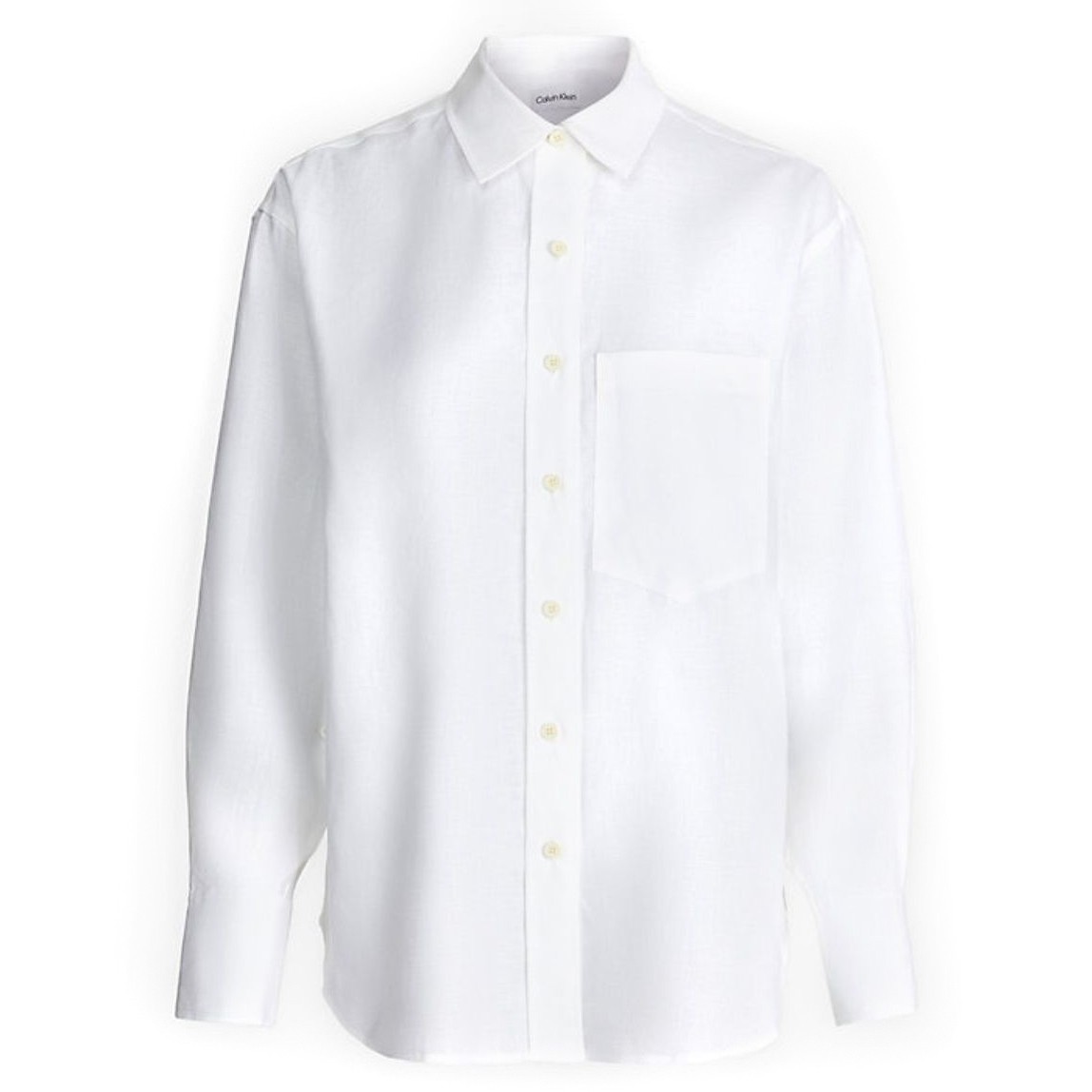 CALVIN KLEIN Marškiniai ilgomis rankovėmis moterims, Balta, Linen relaxed shirt 1