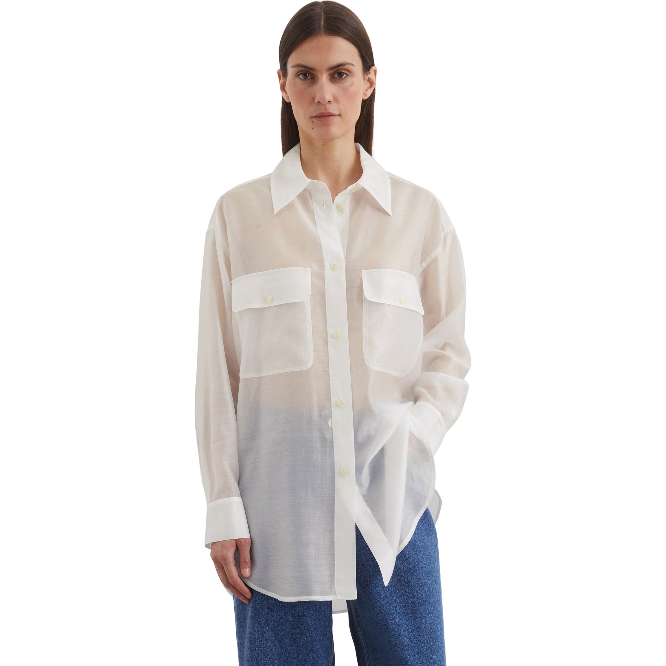 MARC O'POLO Marškiniai ilgomis rankovėmis moterims, Balta, Shirts lon 502089042069 2