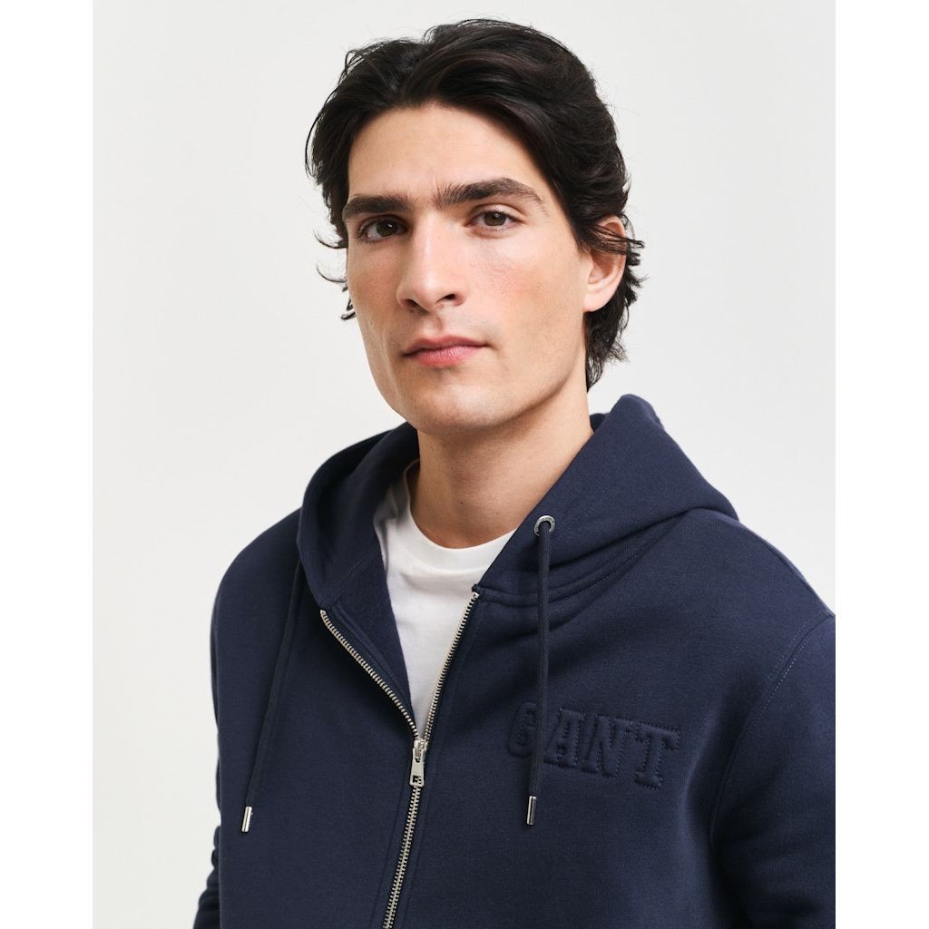 GANT Džemperis vyrams, Mėlyna, Embossed full-zip hoodie 4