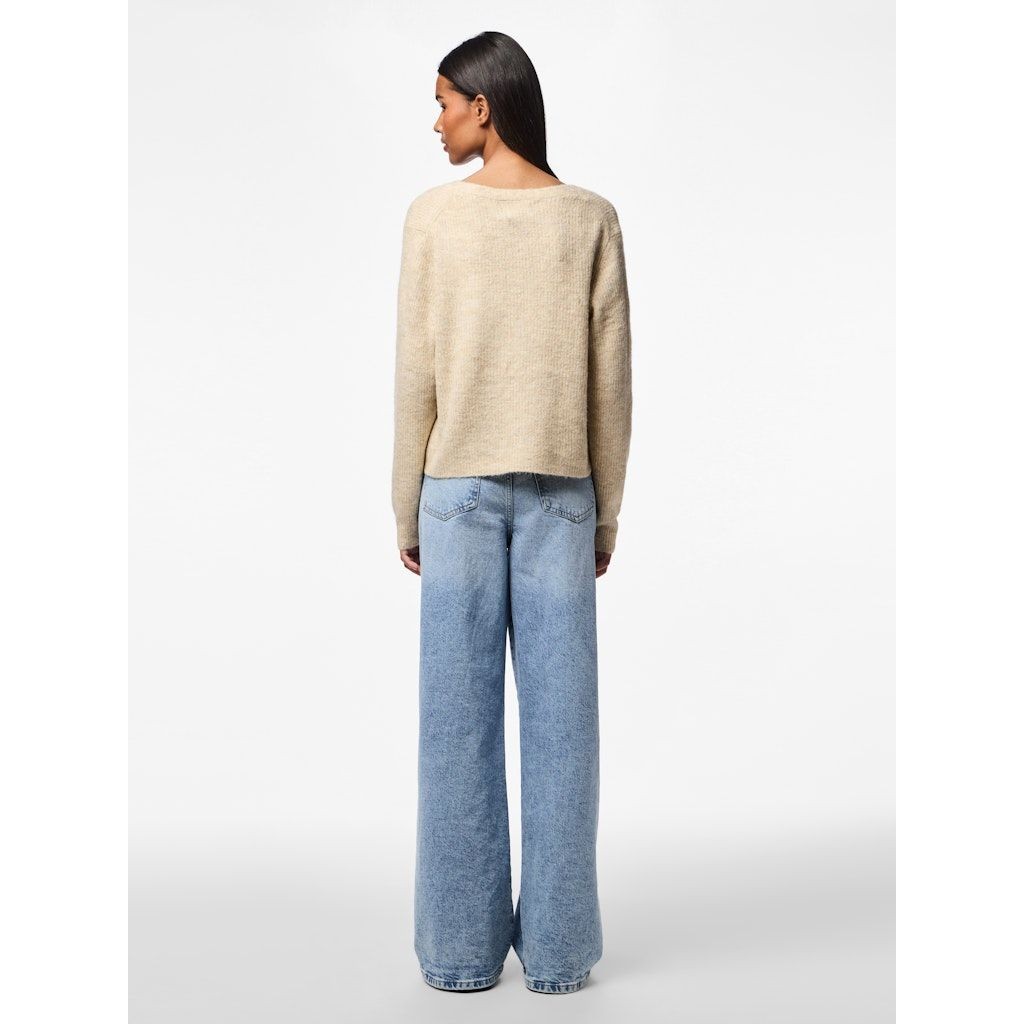 PIECES Kardiganas moterims, Balta, PCELLEN LS KNIT CARD 2