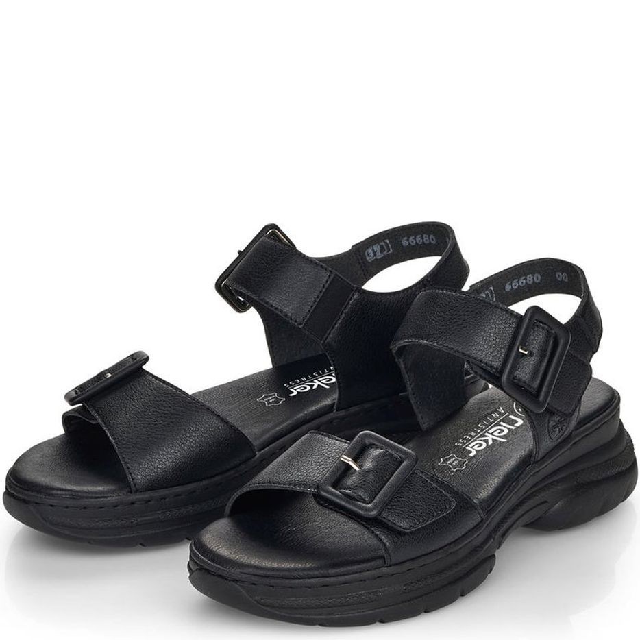 RIEKER Basutės moterims, Juoda, SANDALS 7