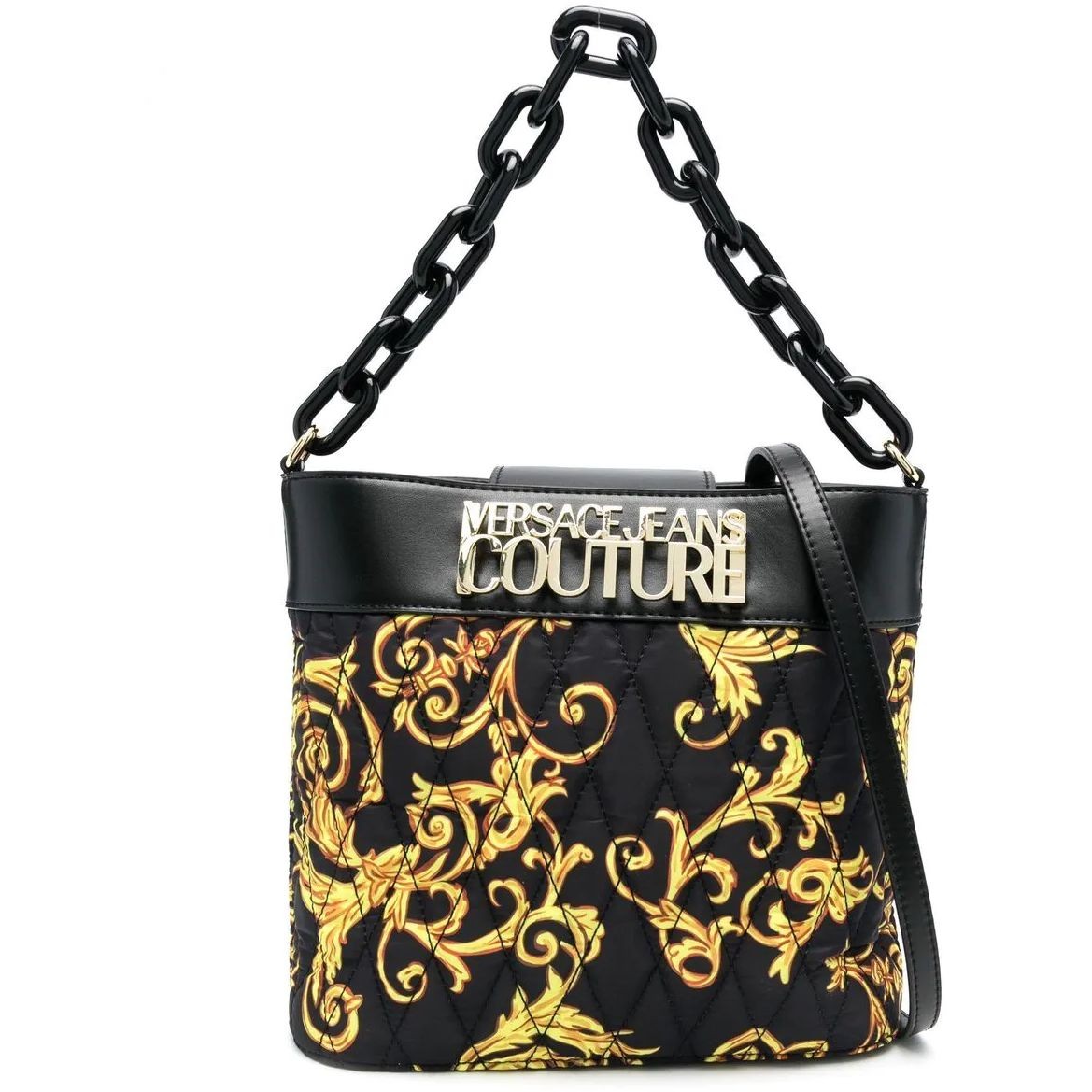 VERSACE JEANS CUTURE Rankinė - moterims, BLACK/GOLD, Range b - logo loop handbag