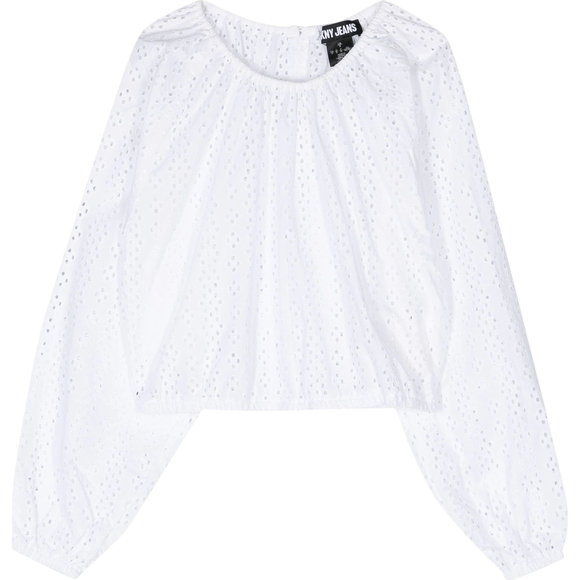 DKNY Marškiniai ilgomis rankovėmis moterims, Balta, Eyelet long sleeve p 1