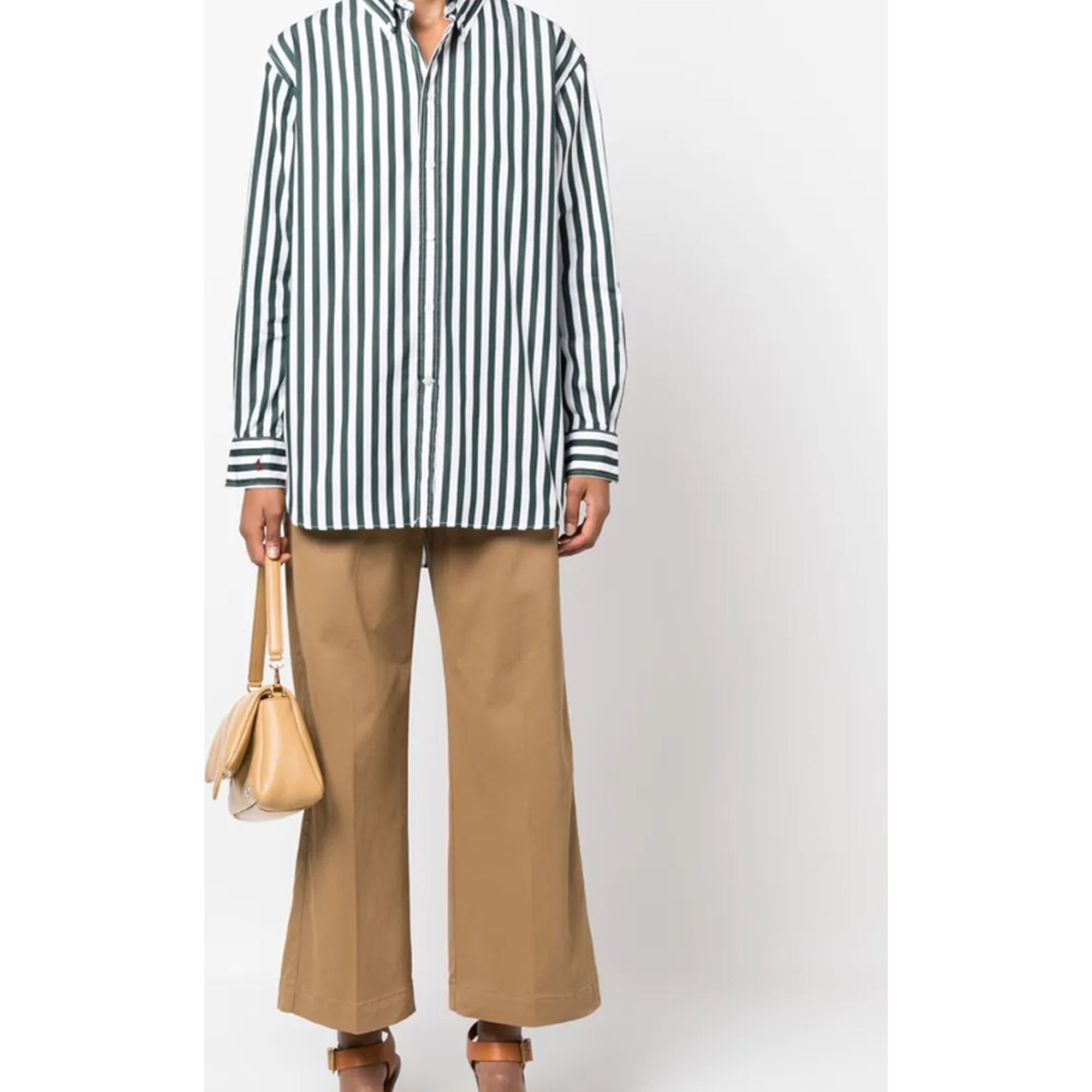 POLO RALPH LAUREN Kelnės moterims, Ruda, Wd lg chno-cropped-flat front 2