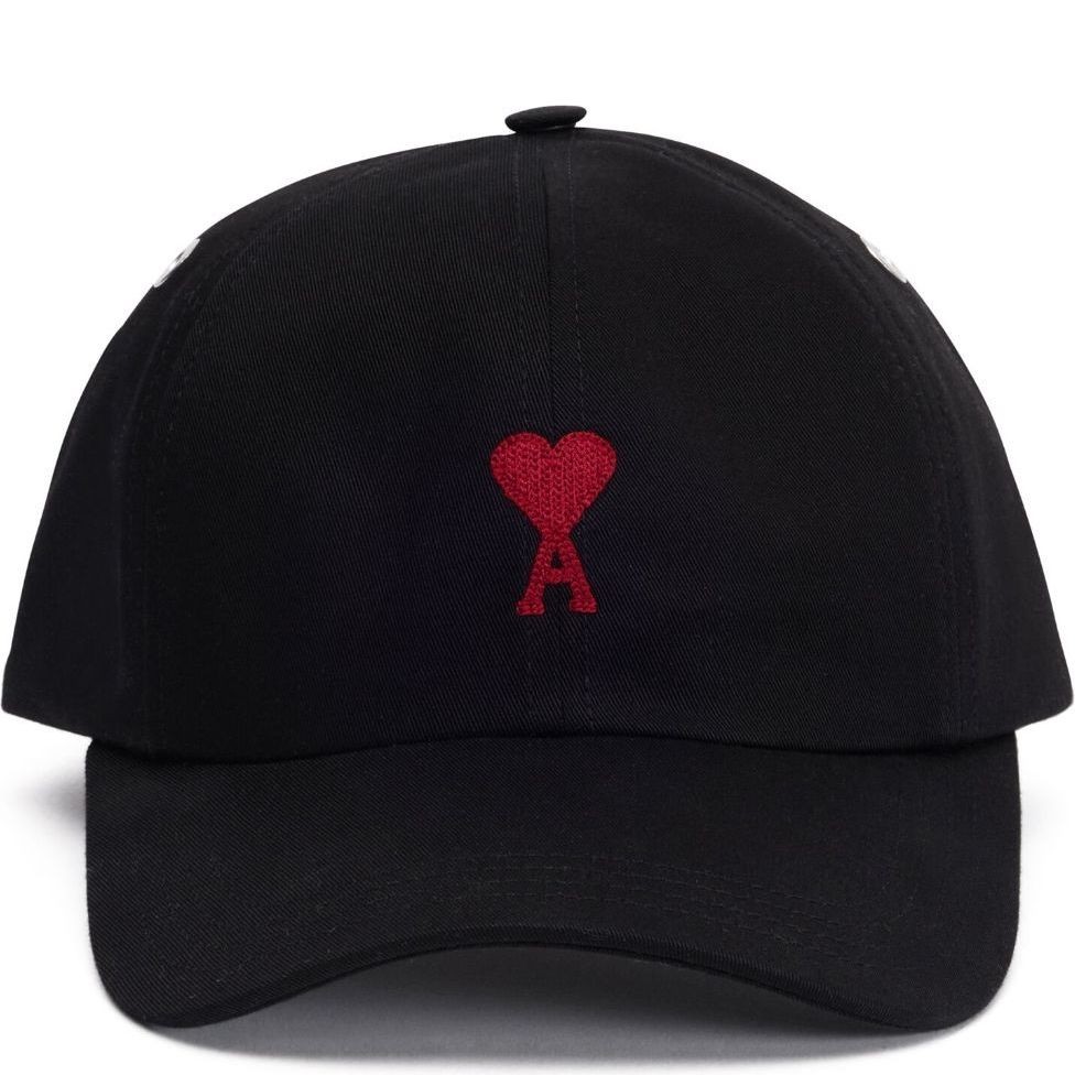 AMI PARIS Kepurė, Juoda, Red adc embroidery cap 1