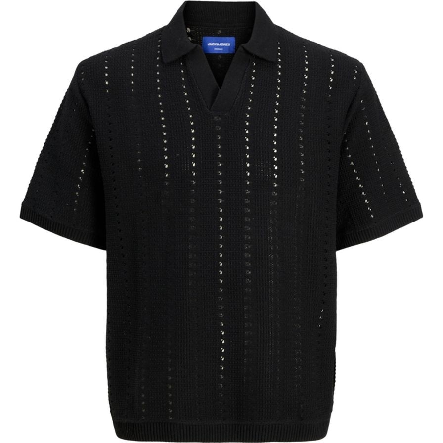 JACK & JONES Polo marškiniai trumpos rank. vyrams, Juoda, Paros knit easter polo 1