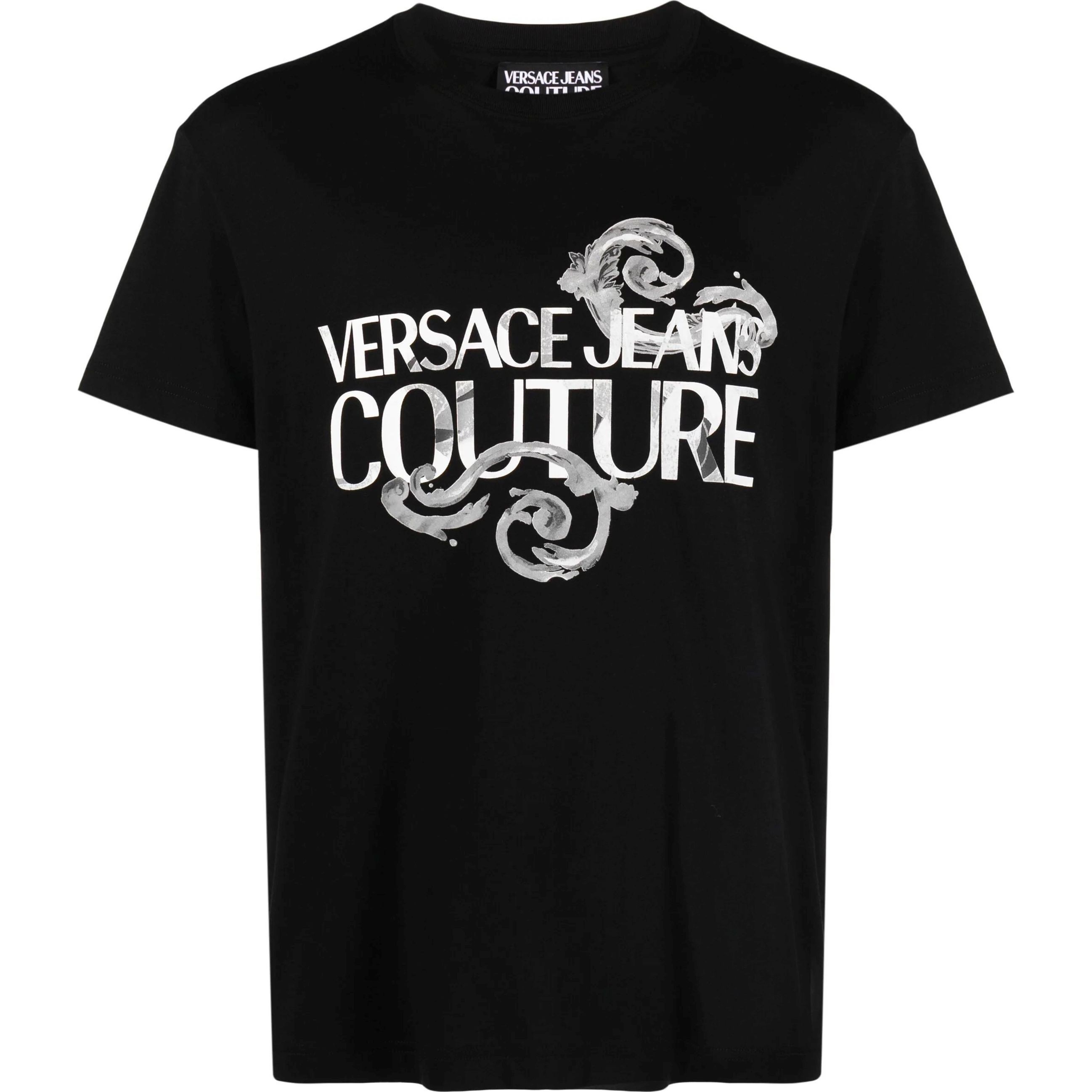 VERSACE JEANS CUTURE Marškinėliai trump. rankovėmis vyrams, Juoda, Logo-print cotton t-shirt