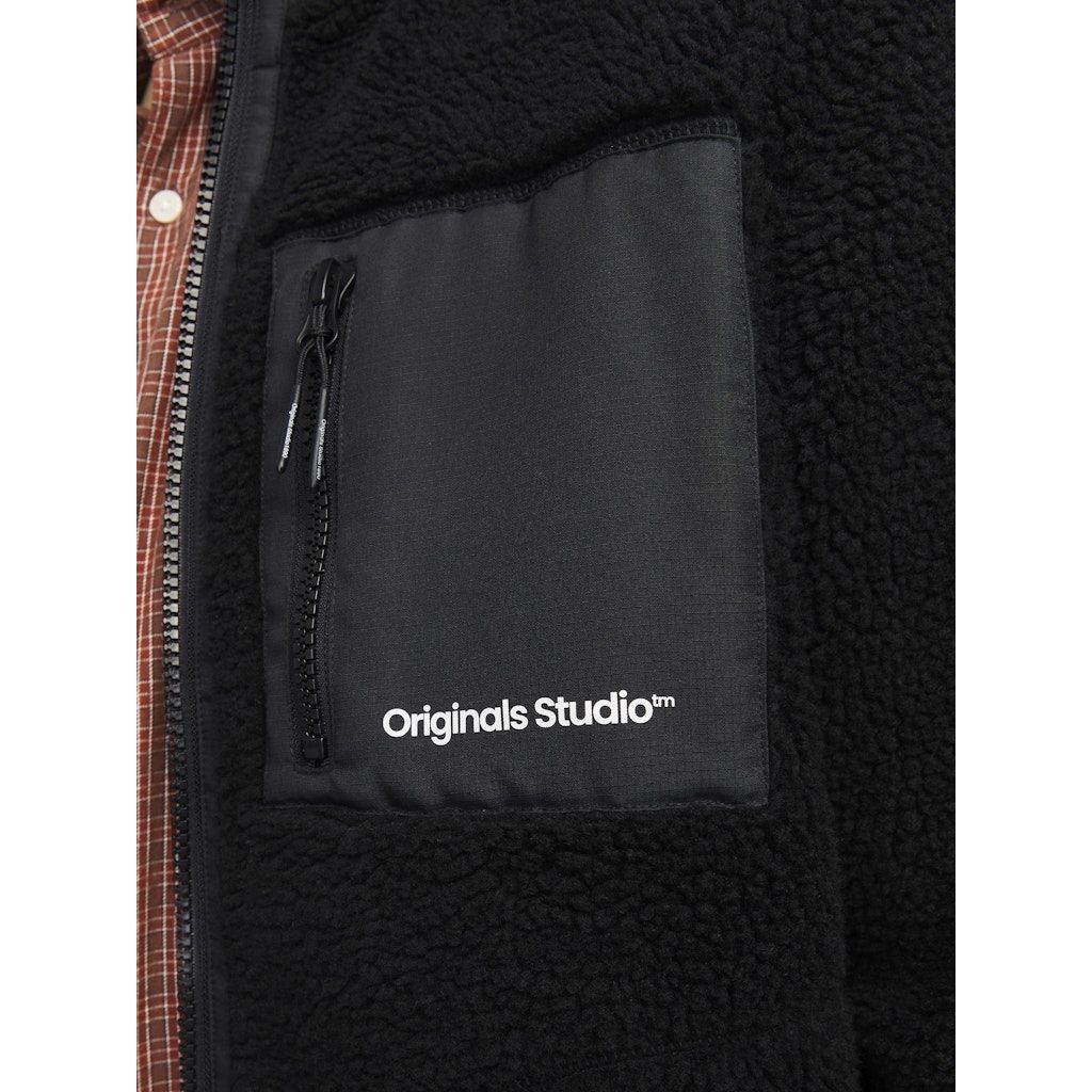 JACK & JONES Lengva striukė vyrams, Juoda, Vester bro teddy jacket 4