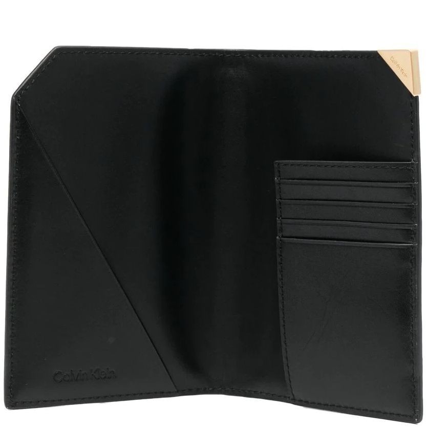 CALVIN KLEIN Piniginė vyrams, Juoda, CUT CORNER PASSPORT HOLDER 4CC 3