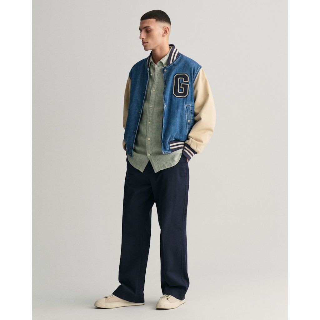 GANT Marškiniai vyrams, Žalia, SLIM LINEN SHIRT 5