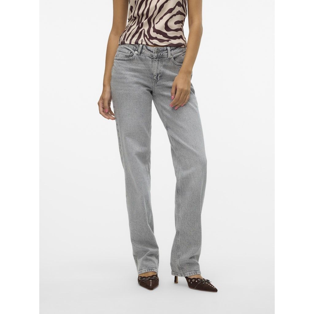VERO MODA Tiesūs džinsai moterims, Pilka, Jada low straight jeans 3