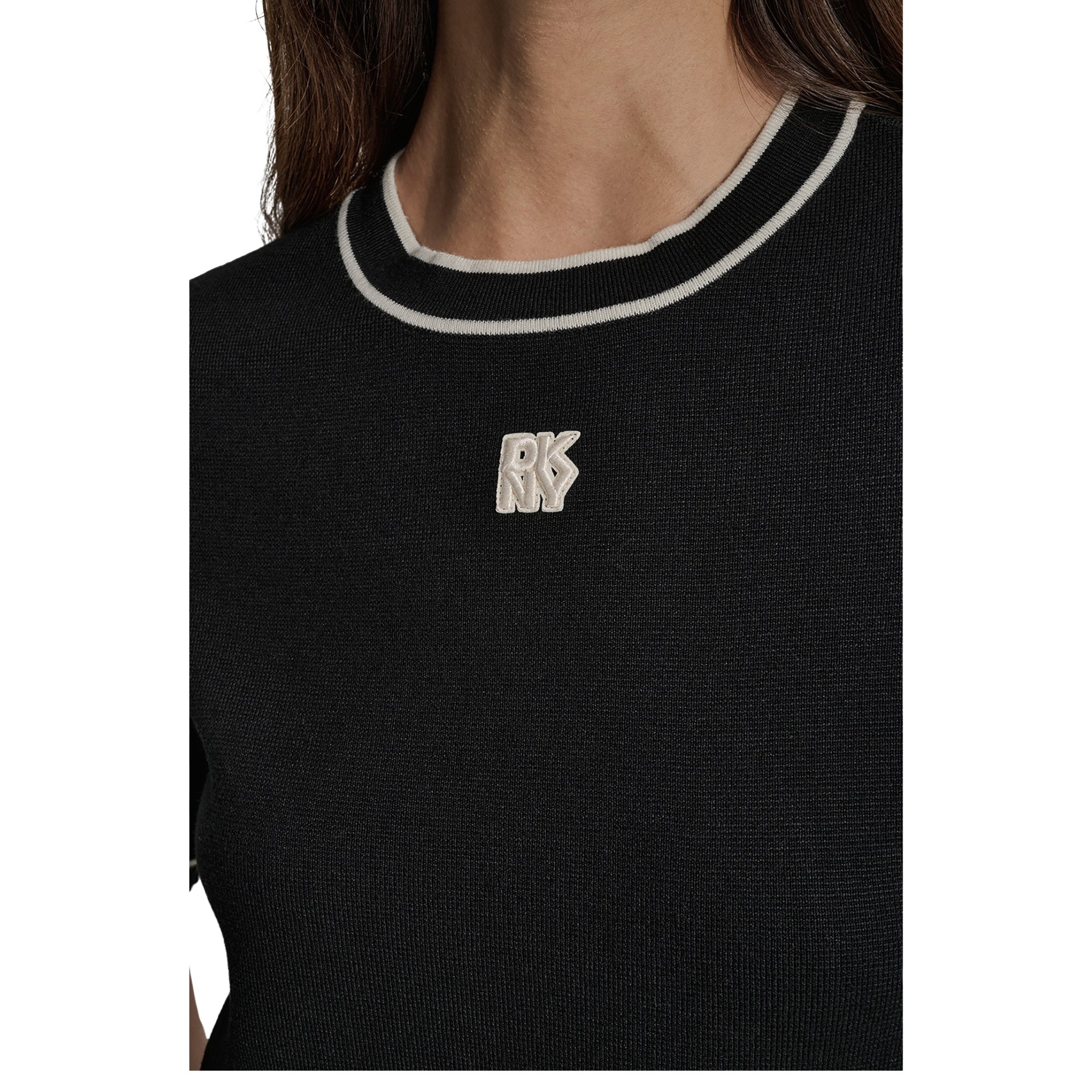 DKNY Trumpinti marškinėliai moterims, Juoda, Cropped color block 4