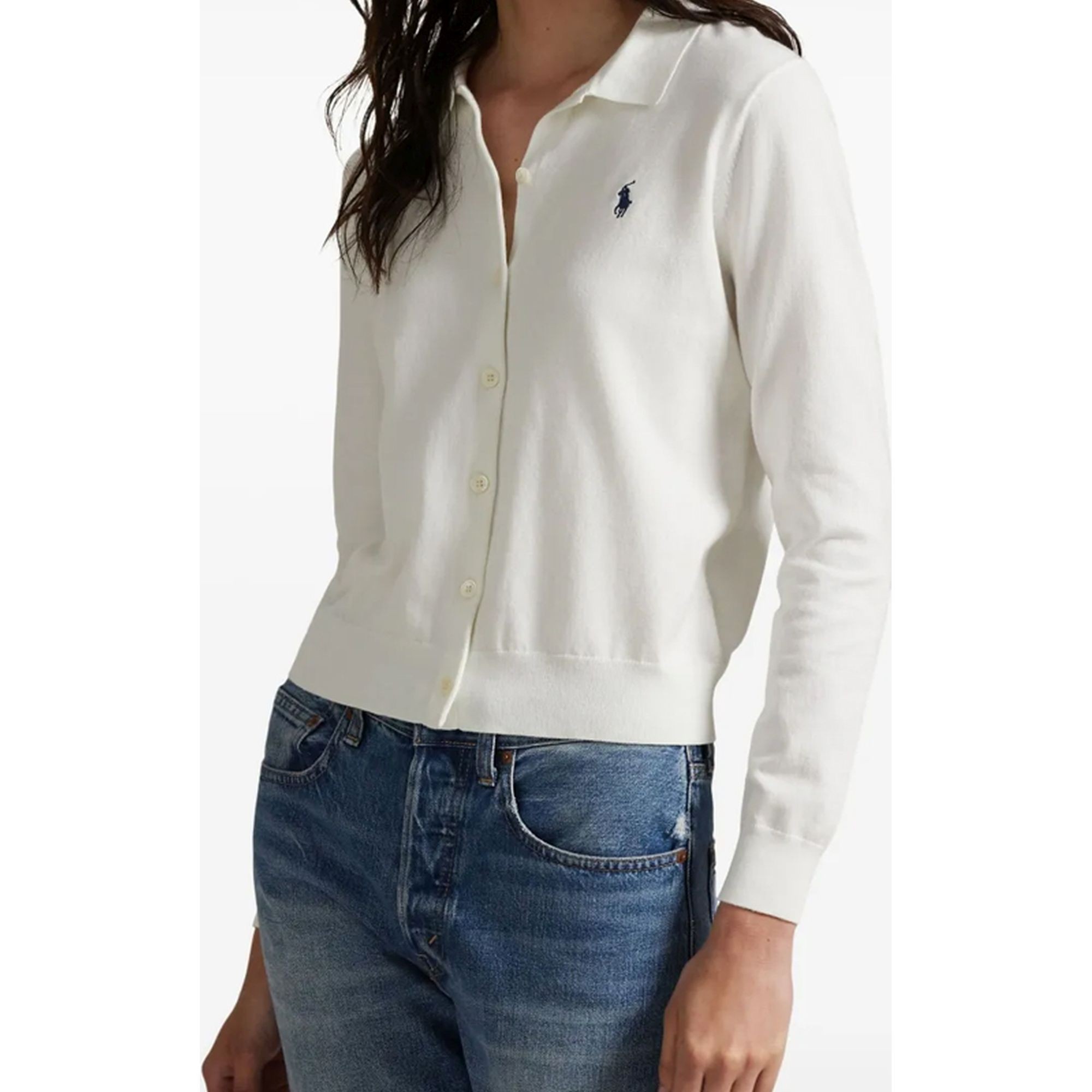 POLO RALPH LAUREN Kardiganas moterims, Balta, Sweater-cardigan 2