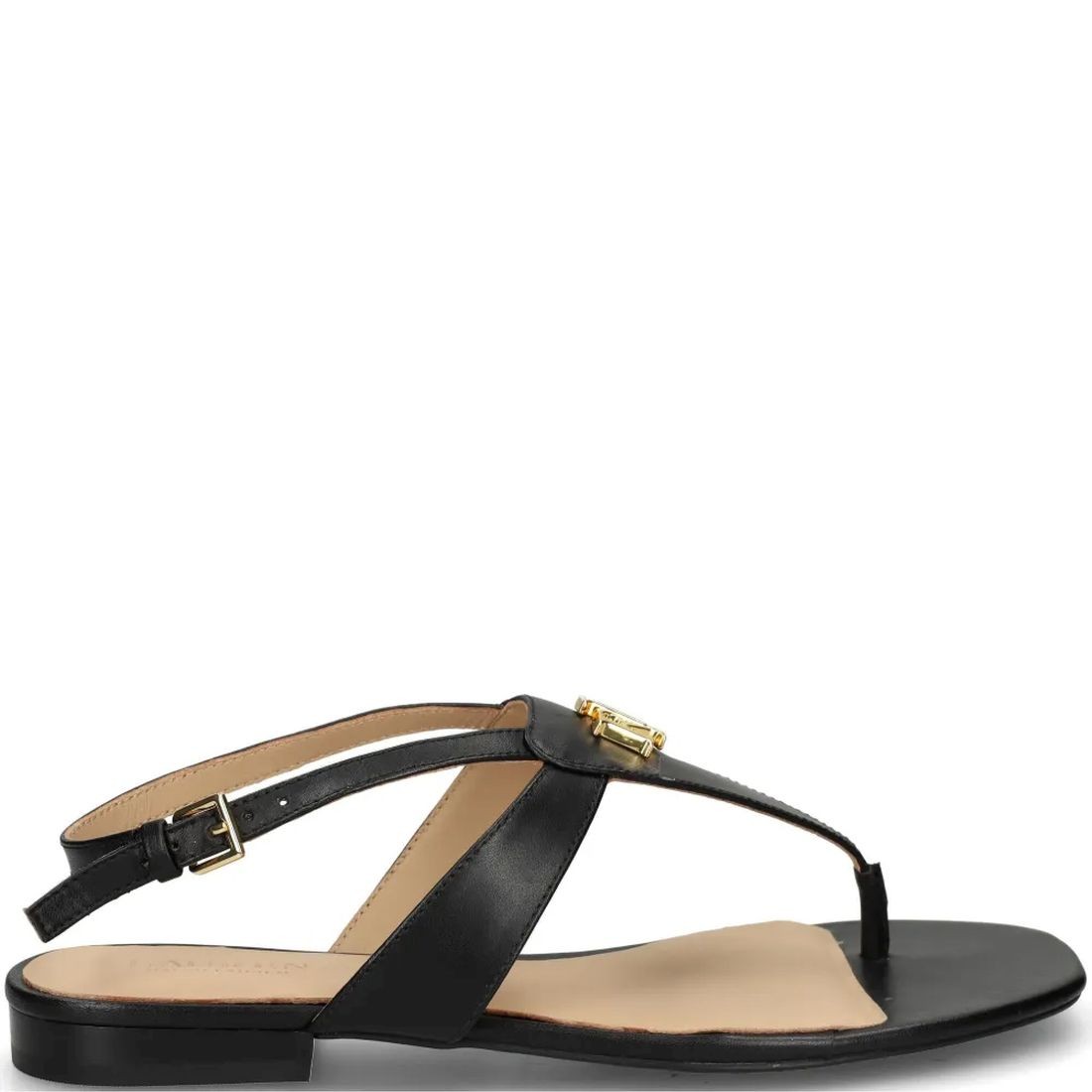 LAUREN RALPH LAUREN Basutės moterims, Juoda, Everley sandals flat sandal 1