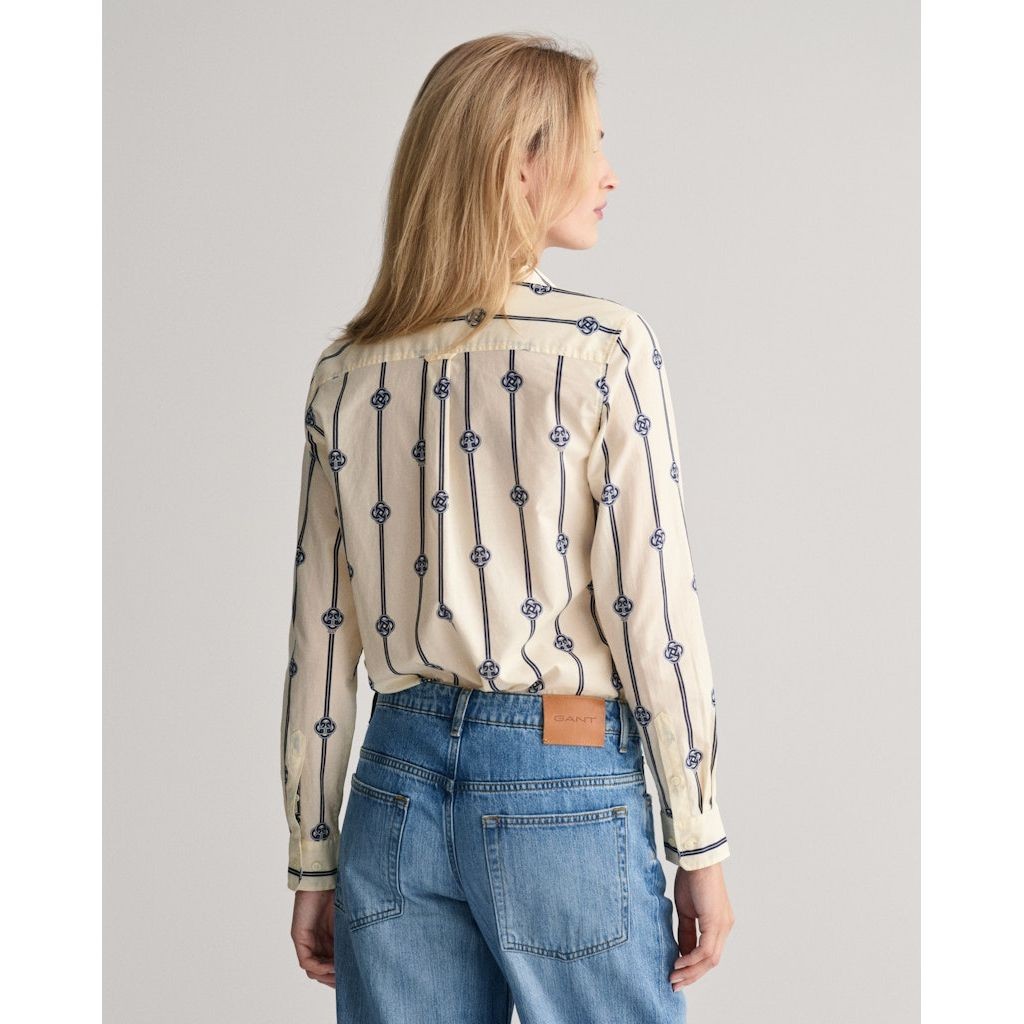 GANT Marškiniai moterims, Mėlyna, REG MONOGRAM STRIPED COT VOILE 3