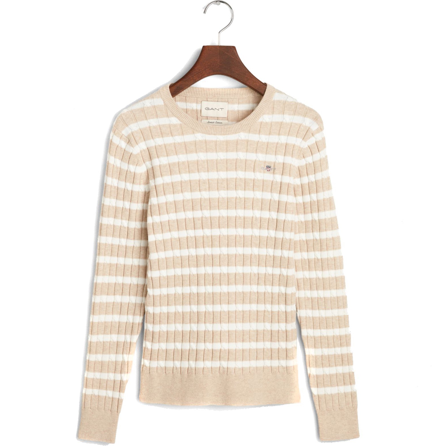 GANT Megztinis moterims, Ruda, Stretch cotton cable C-neck