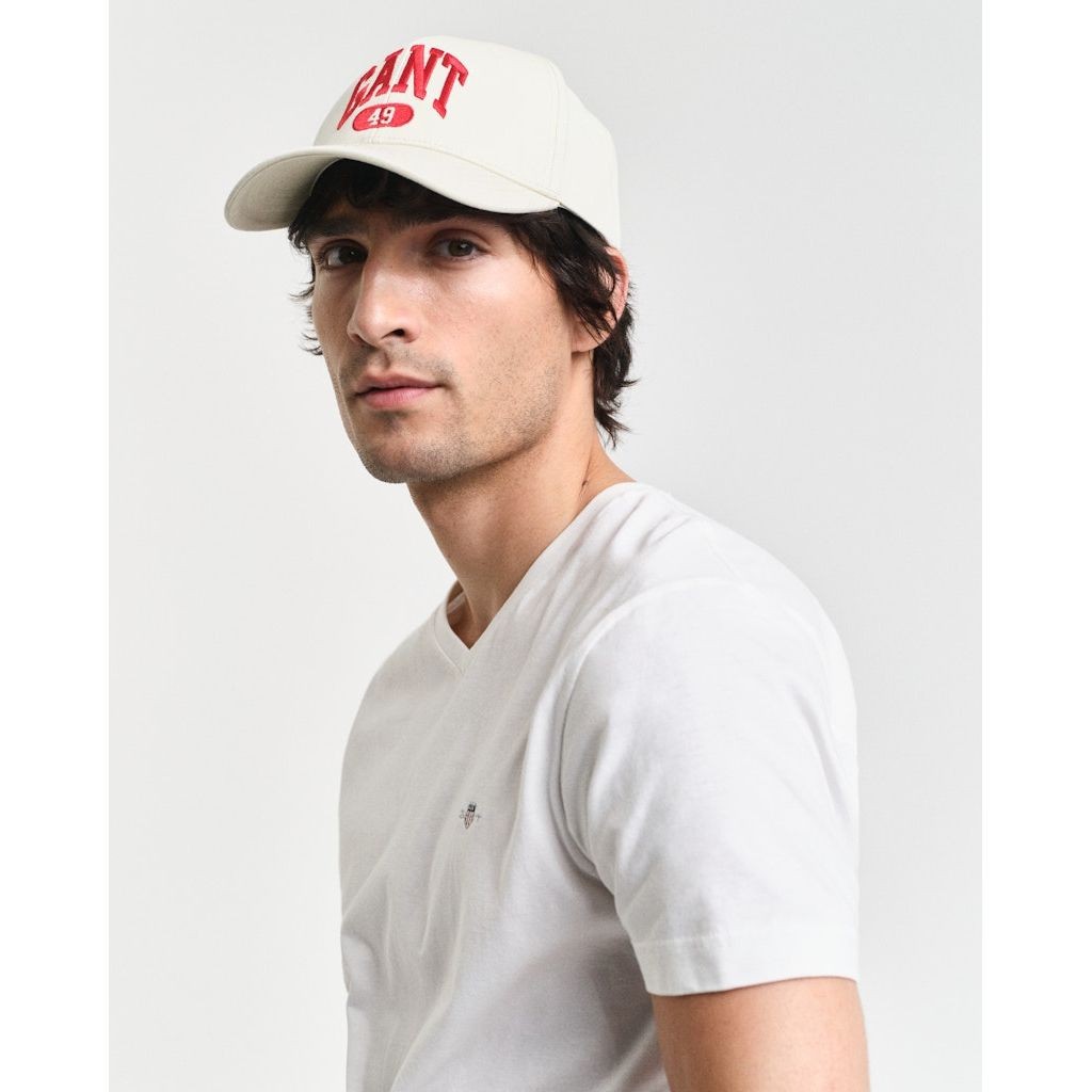 GANT Marškinėliai trump. rankovėmis vyrams, Balta, Slim shield V-neck t-shirt 4