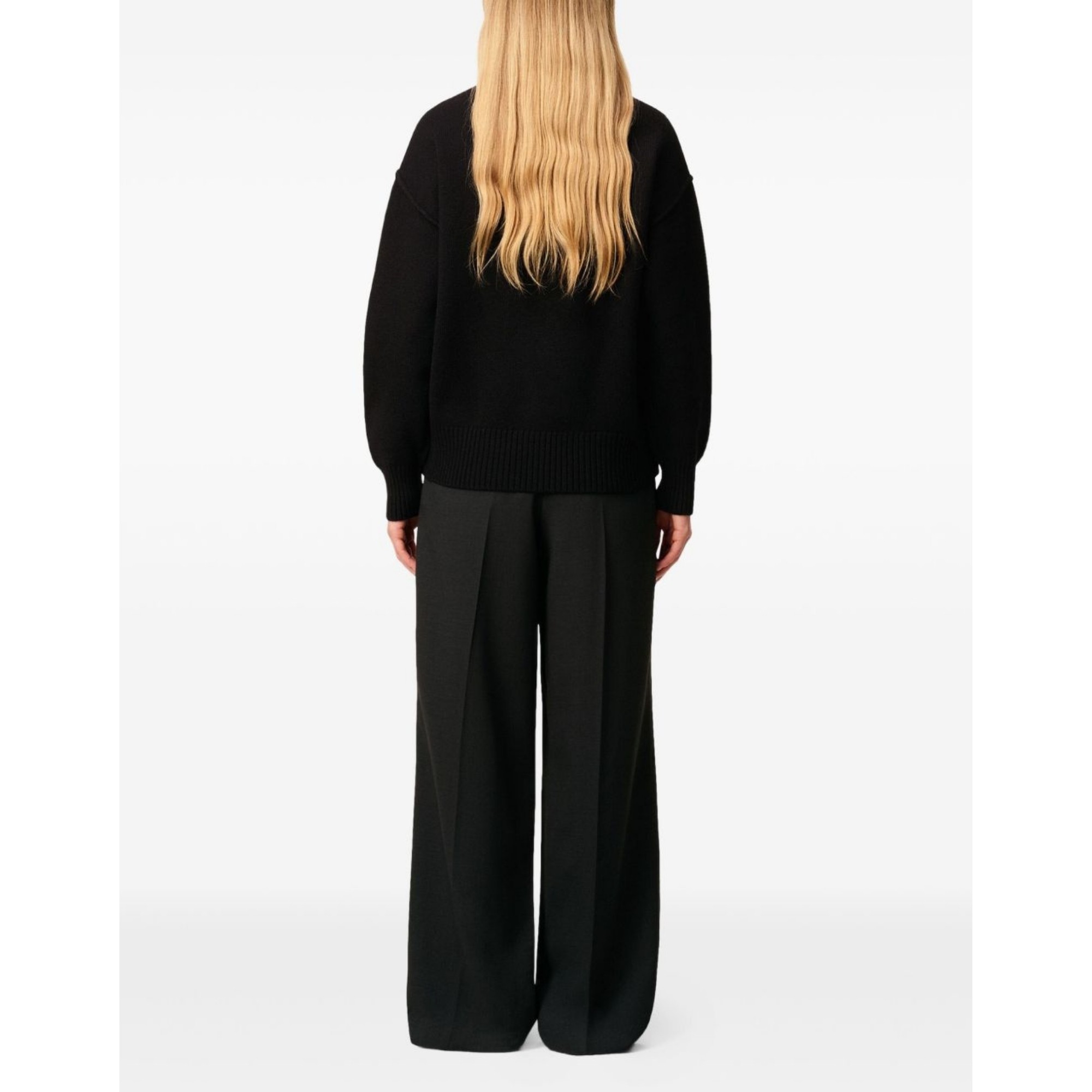 AMI PARIS Megztinis, Juoda, Funnel neck sweater 3