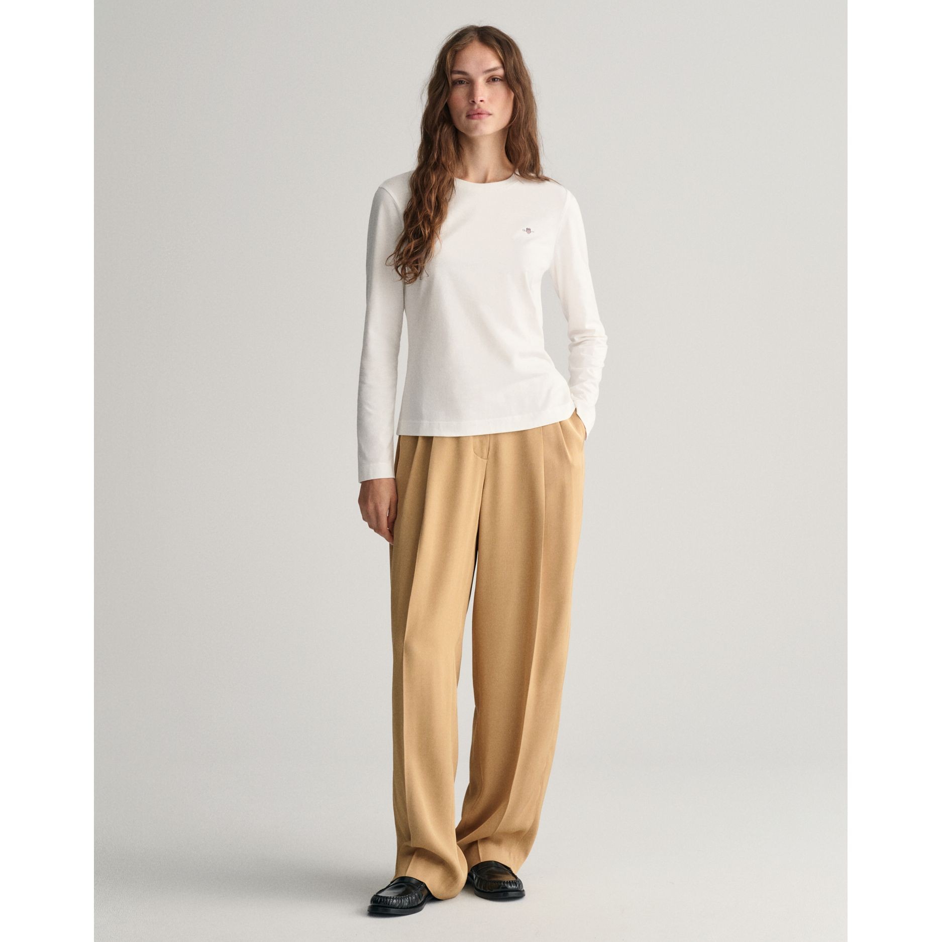 GANT Marškinėliai moterims, Balta, REG SHIELD LS T-SHIRT 6