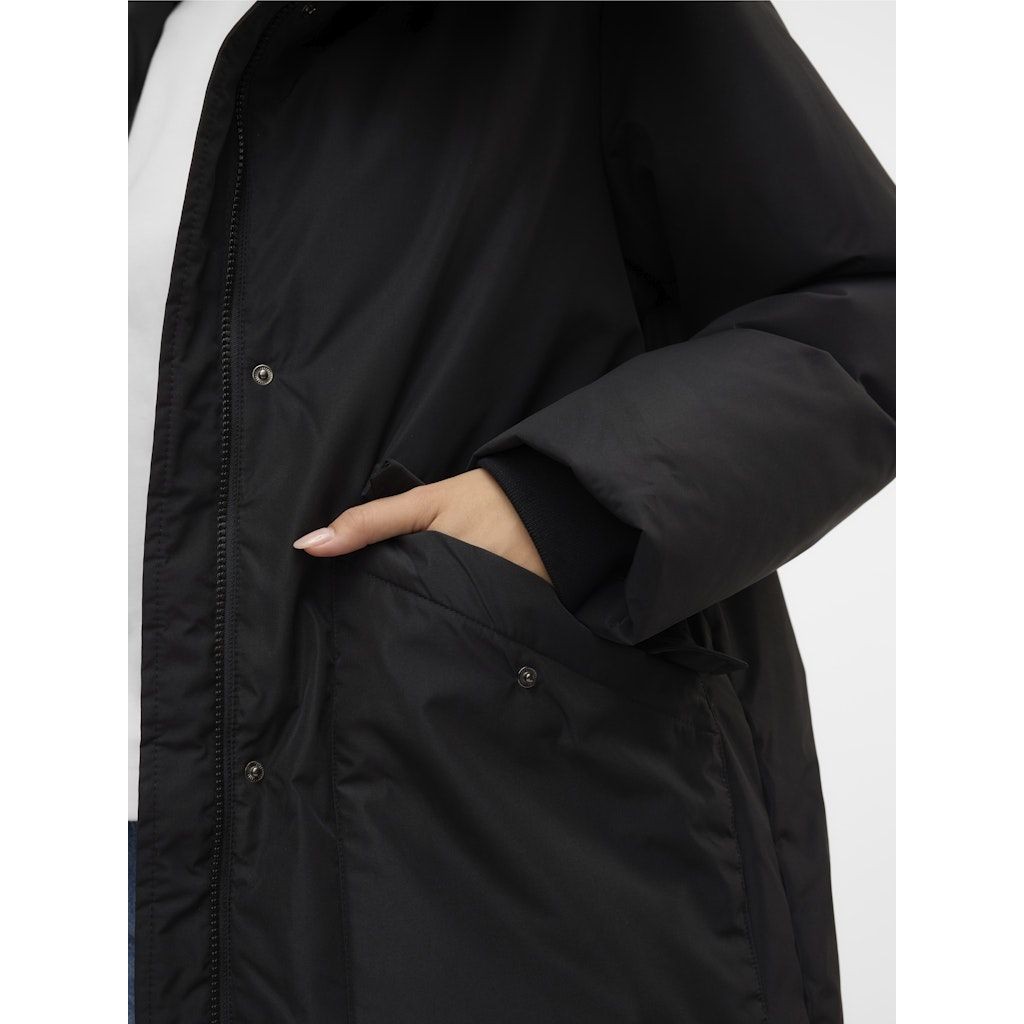VERO MODA Pūkinis paltas moterims, Juoda, Rikke long down coat 3