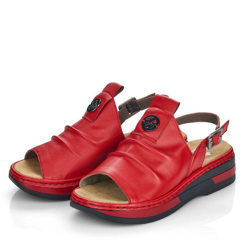 RIEKER Basutės moterims, Raudona, SANDALS 5