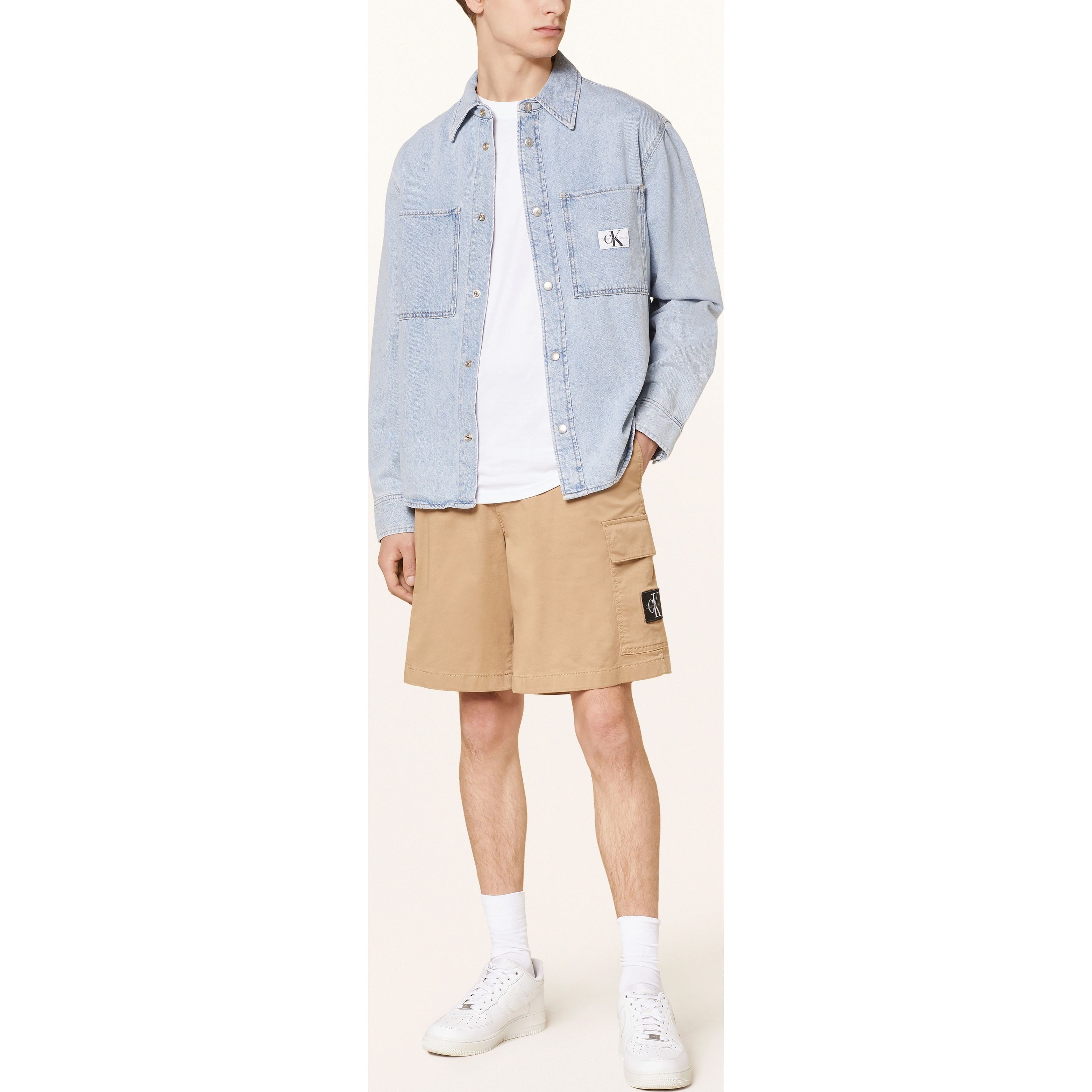 CALVIN KLEIN JEANS Šortai vyrams, Smėlio, Cargo shorts 4
