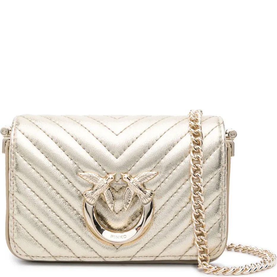 PINKO Rankinė per petį moterims, Auksinė, Love click crossbody bag 1