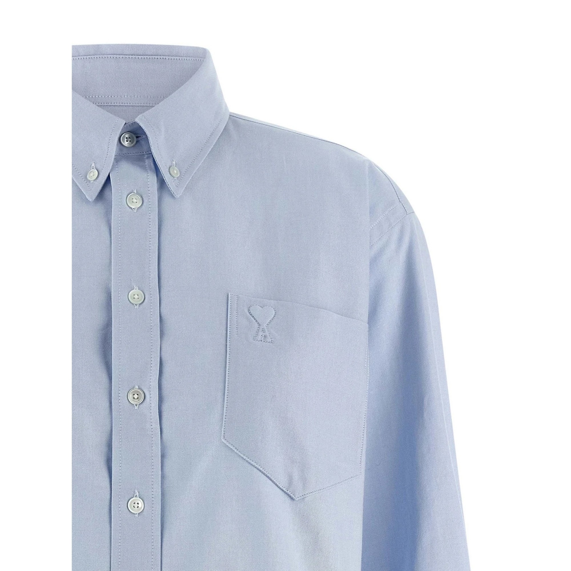 AMI PARIS Marškiniai ilgomis rankovėmis moterims, Mėlyna, Oversized cropped shirt 3