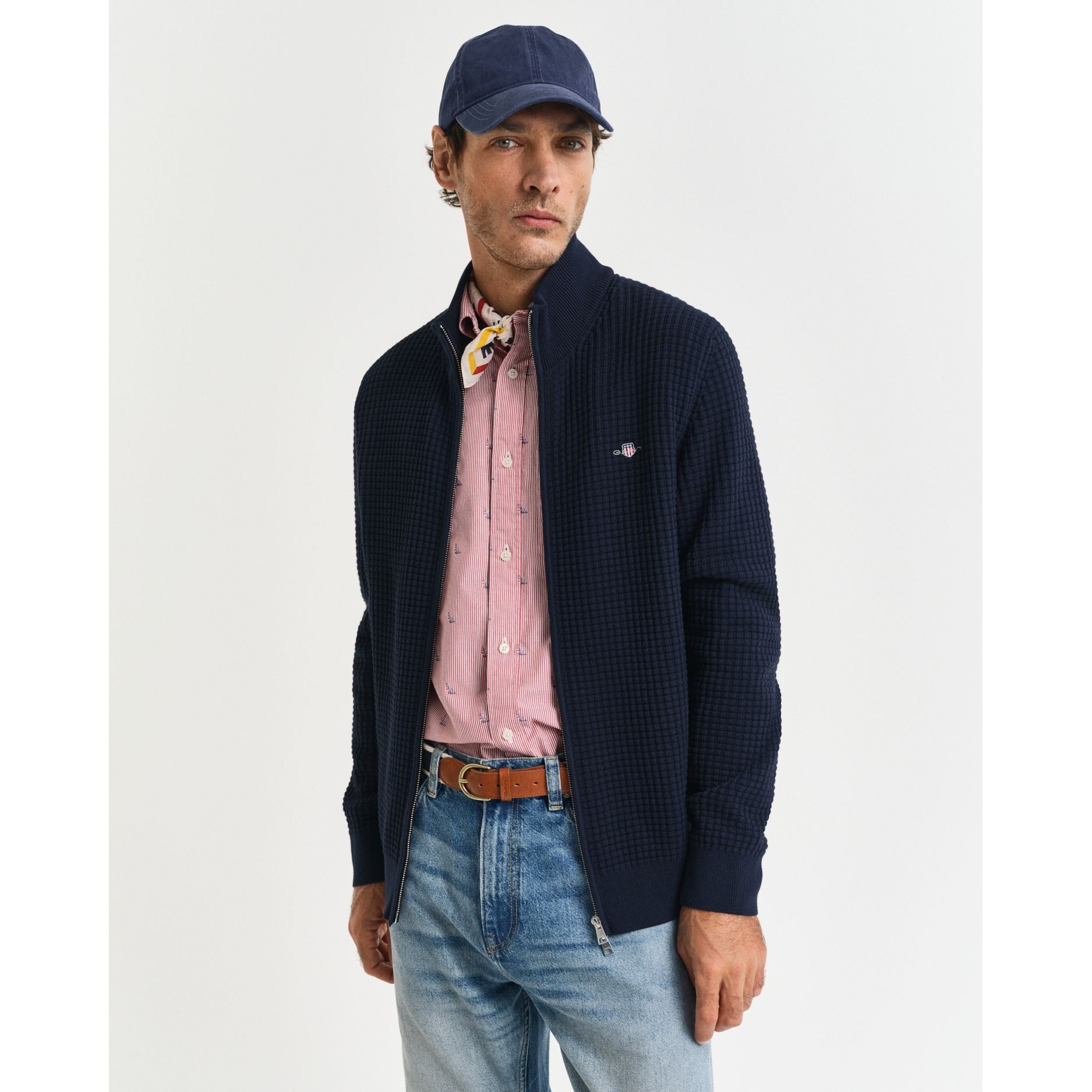 GANT Kardiganas vyrams, Mėlyna, zipped textured cotton 2