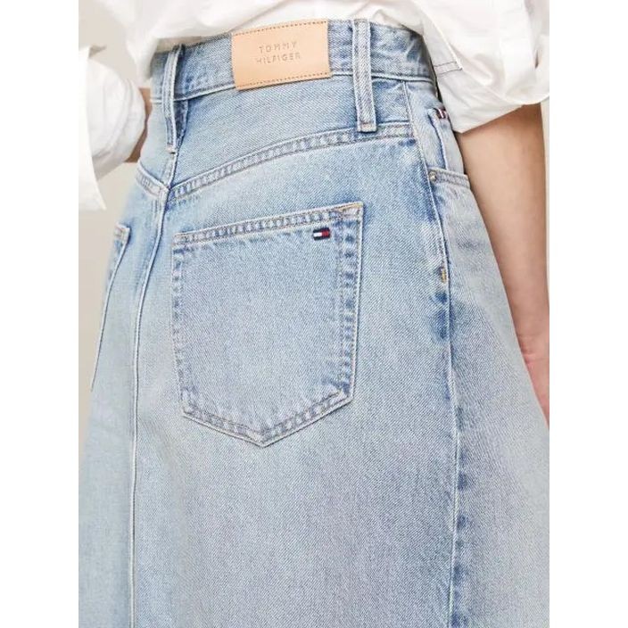 TOMMY HILFIGER Midi sijonas moterims, Mėlyna, Dnm midi straight skirt hw ash 2