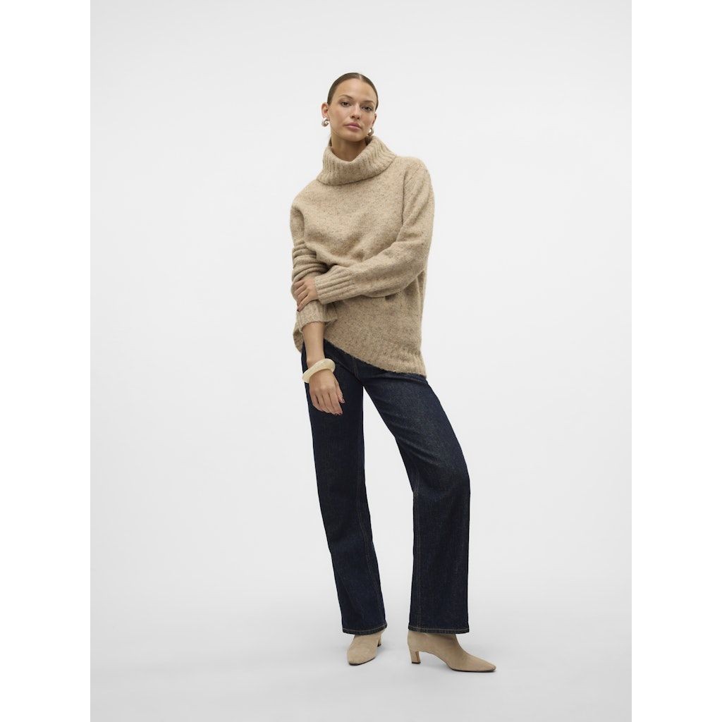 VERO MODA Megztinis su kaklu moterims, Smėlio, Ingrid cowlneck pullover 3