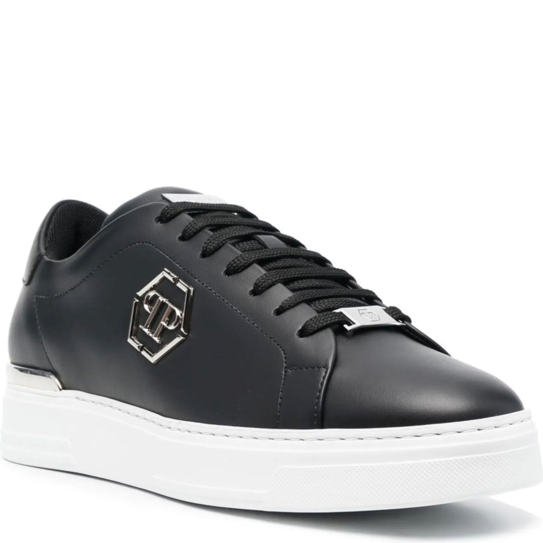 PHILIPP PLEIN Sportiniai bateliai vyrams, Juoda, Leather lo-top sneaker hexagon 1