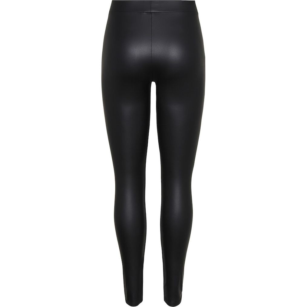 PIECES Odinės kelnės moterims, Juoda, New shiny fleece leggings 2