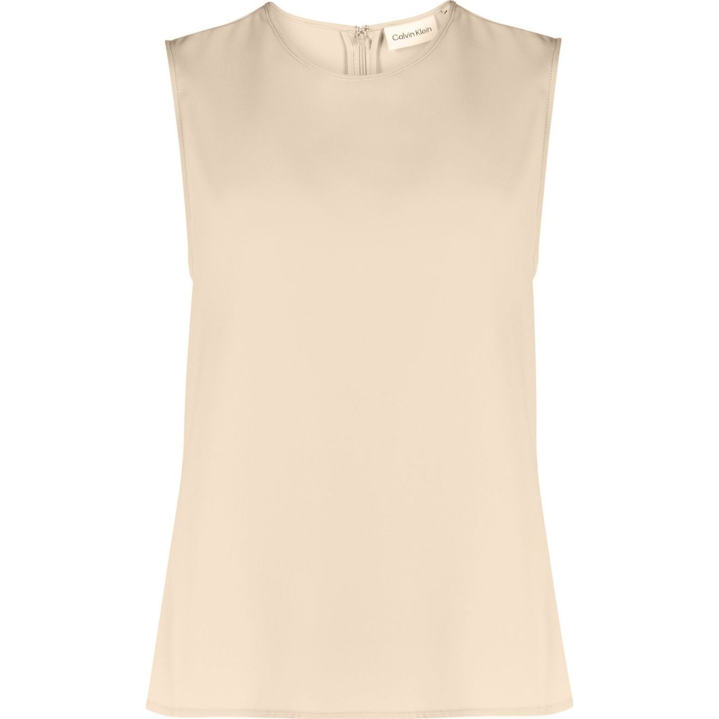 CALVIN KLEIN Marškiniai be rankovių moterims, Ruda, Structure twill tank top