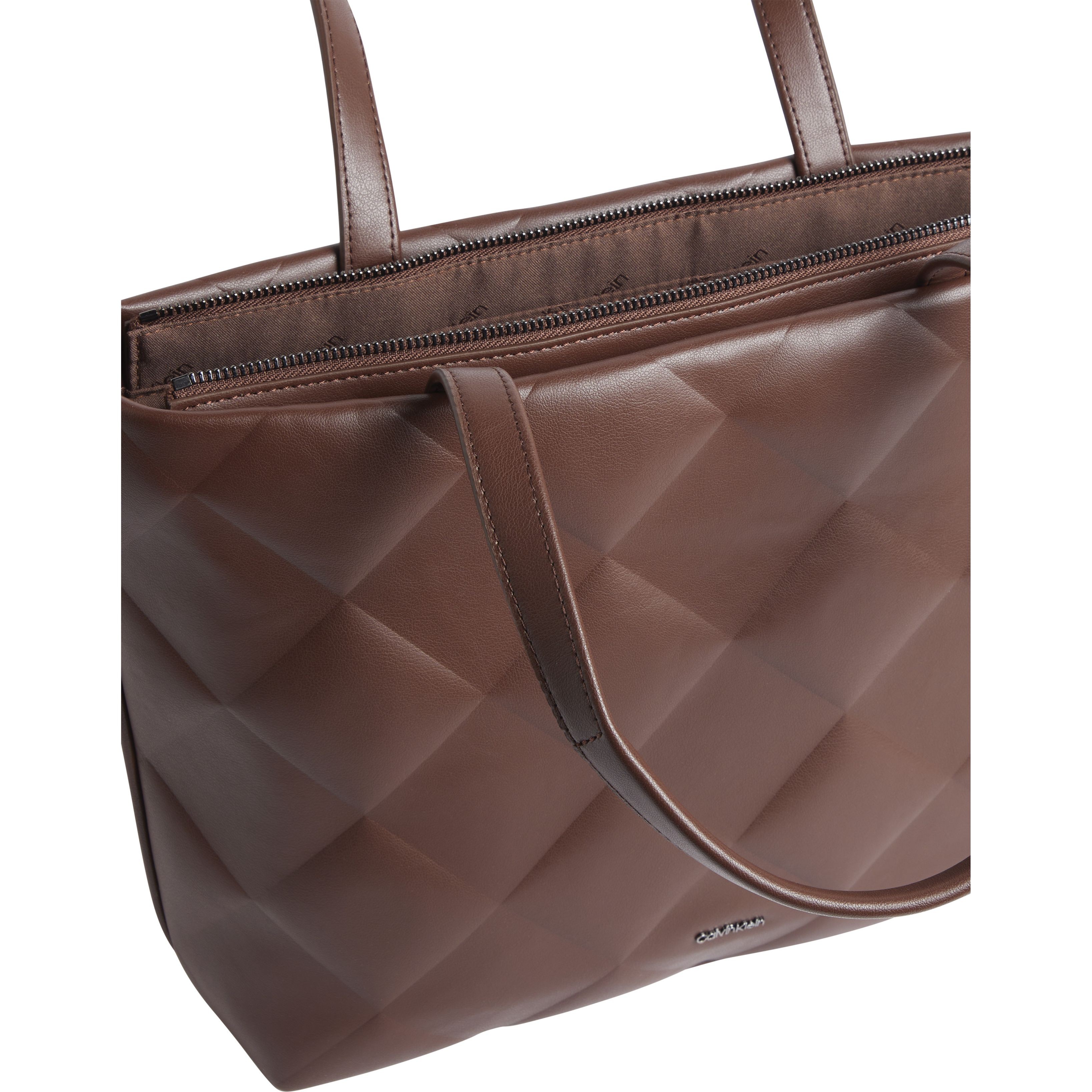 CALVIN KLEIN Pirkinių krepšys moterims, Ruda, Diamond quilt medium shopper 3