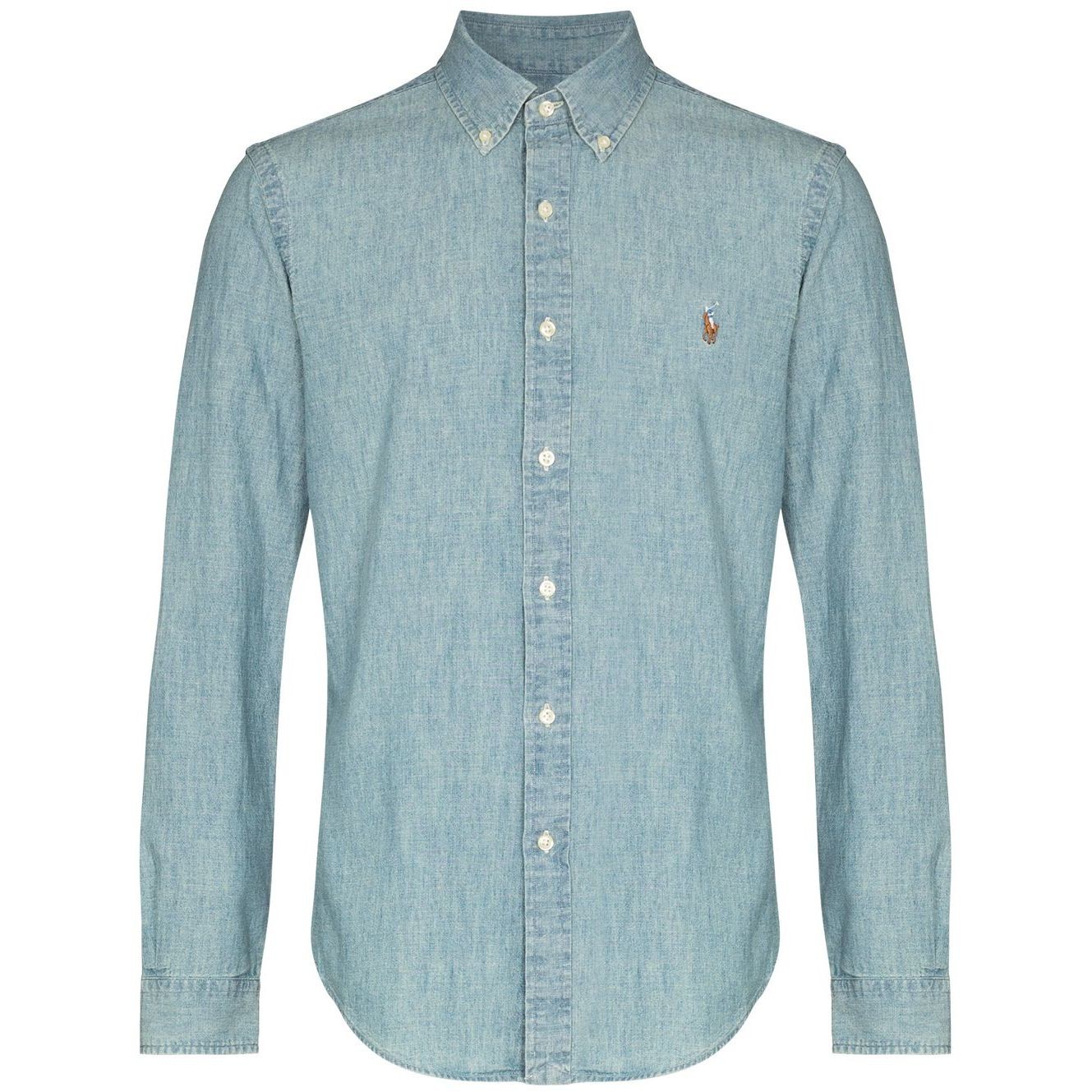 POLO RALPH LAUREN Marškiniai vyrams, Balta, Slim fit chambray shirt