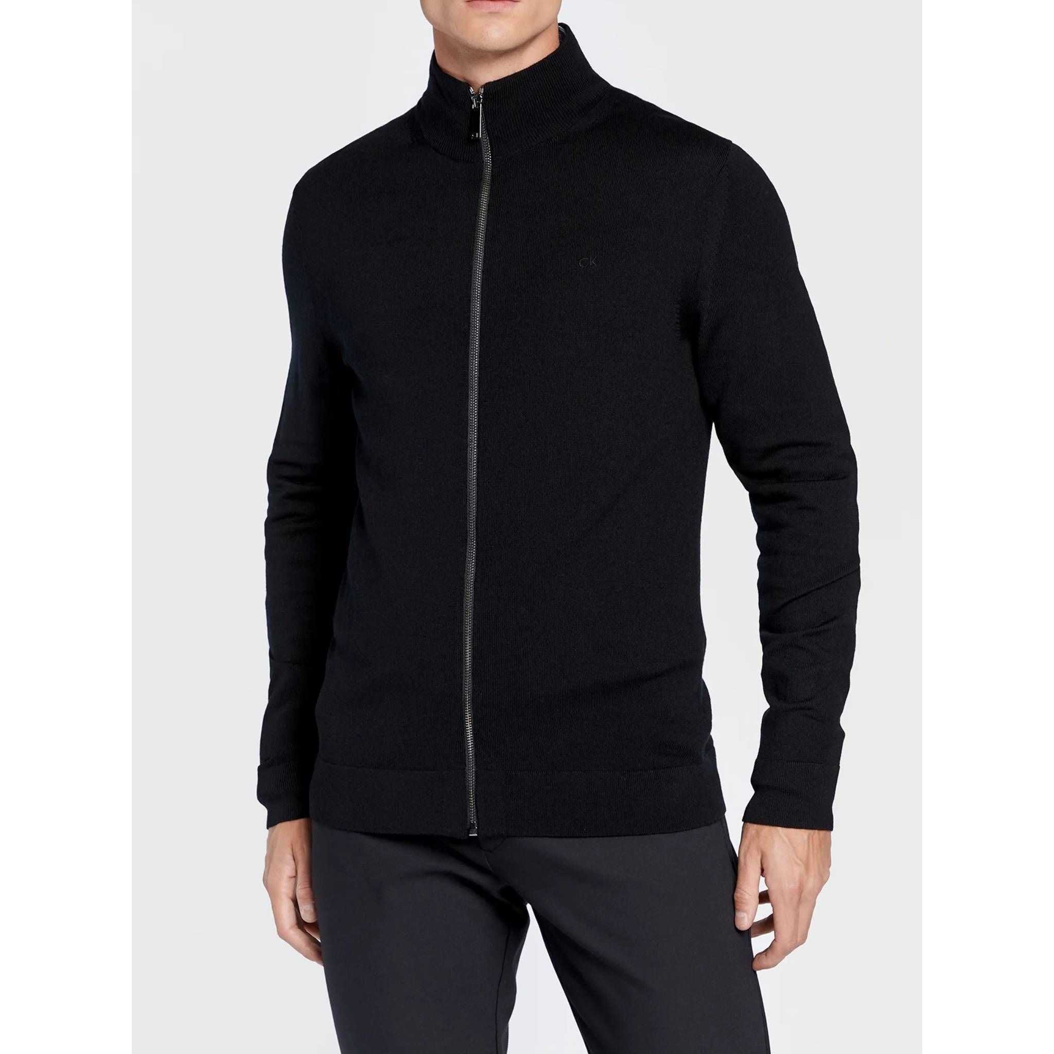 CALVIN KLEIN Lengva striukė vyrams, Juoda, Merino zip through jacket 2