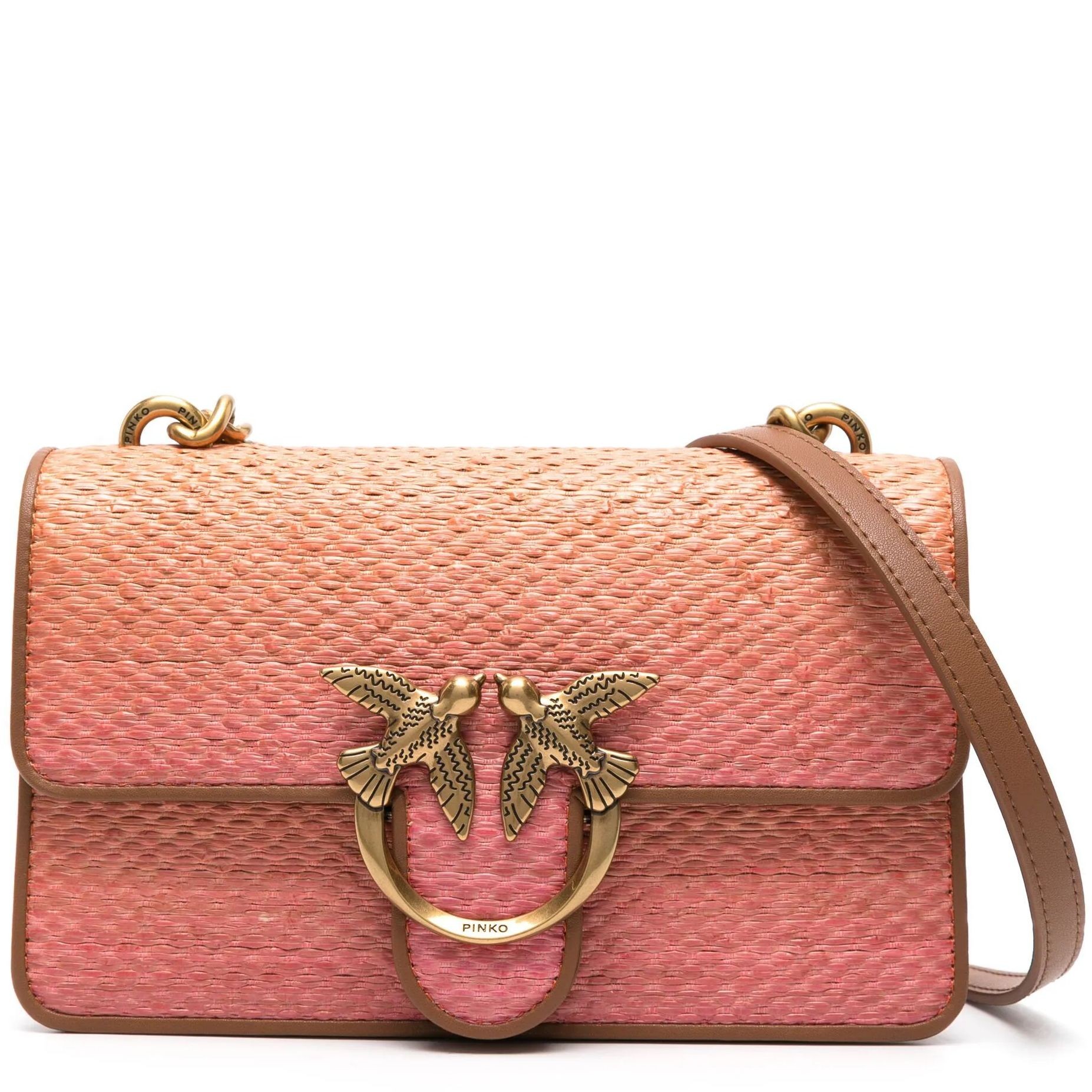 PINKO Rankinė per petį moterims, Rožinė, Mini raffia shoulder bag 1
