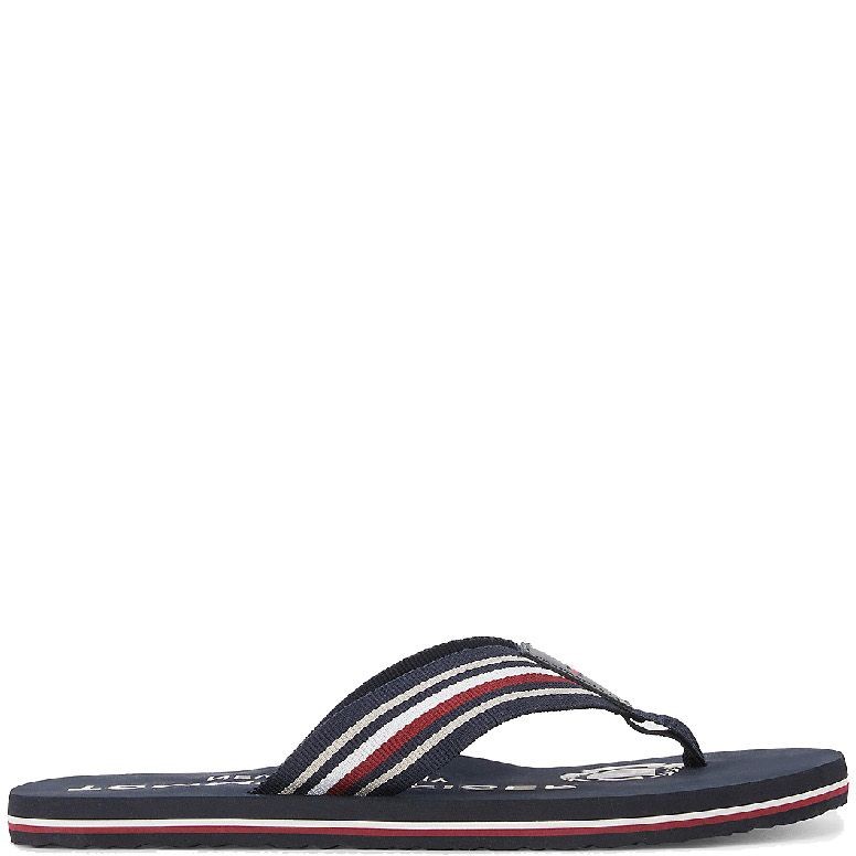 TOMMY HILFIGER Pliažo šlepetės per pirštą vyrams, Mėlyna, CORPORATE STRIPES BEACH SANDAL 2