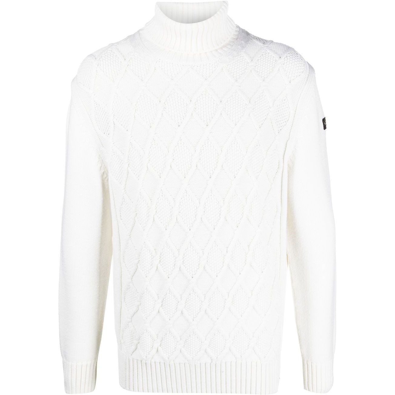 PAULNSHARK Megztinis vyrams, Balta, Woollen turtleneck sweater