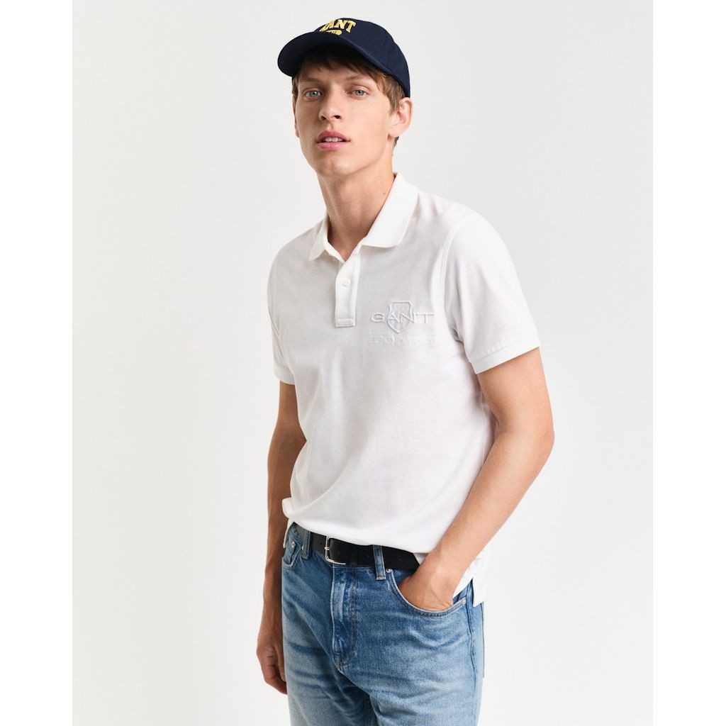 GANT Polo marškiniai trumpos rank. vyrams, Geltona, REG TONAL SHIELD SS POLO 2