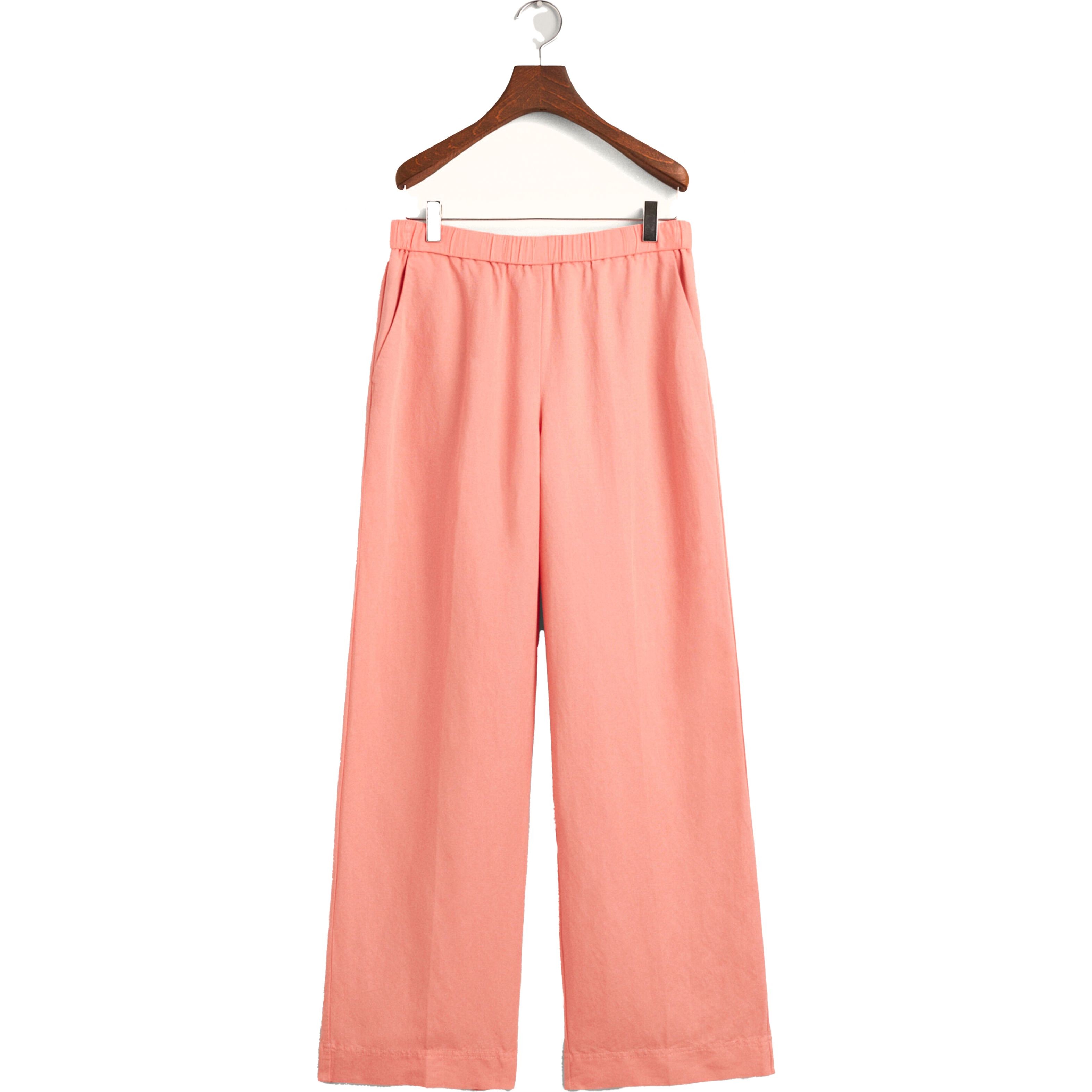 GANT Kelnės moterims, Rožinė, REL LINEN BLEND PULL ON PANTS 1