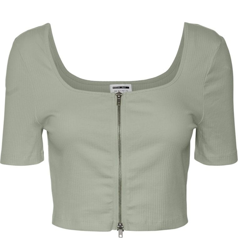 NOISY MAY Palaidinės moterims, Balta, NMRIBELLA S/S ZIP CROP