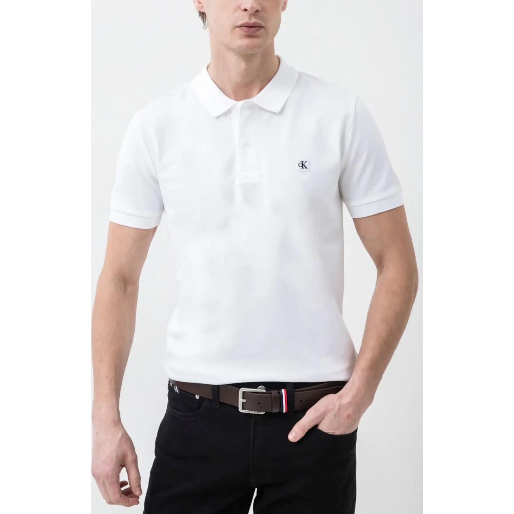 CALVIN KLEIN JEANS Polo marškiniai trumpos rank. vyrams, Balta, S/s polo 2