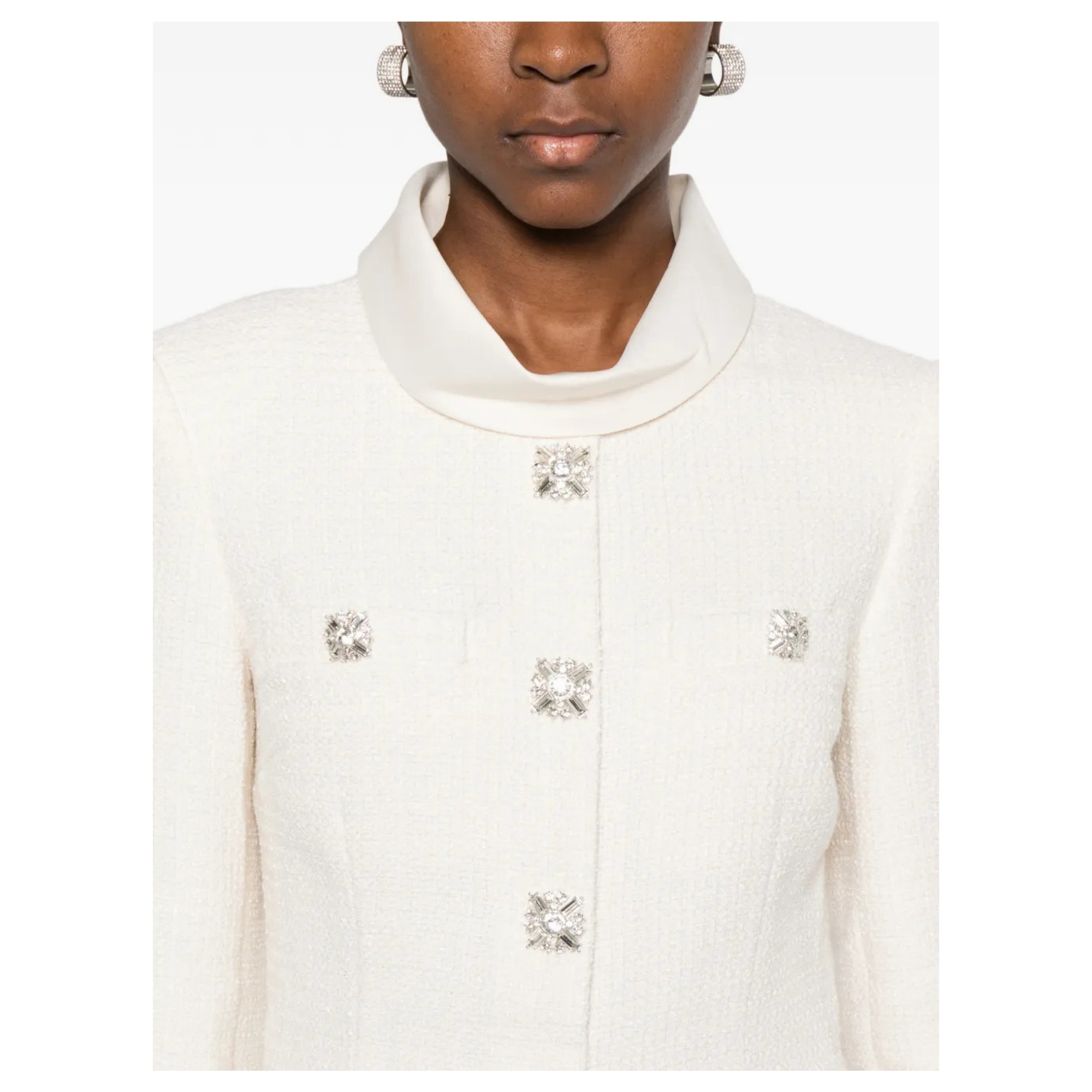 SELF PORTRAIT Mini suknelė moterims, Smėlio, Boucle collared mini dress 5