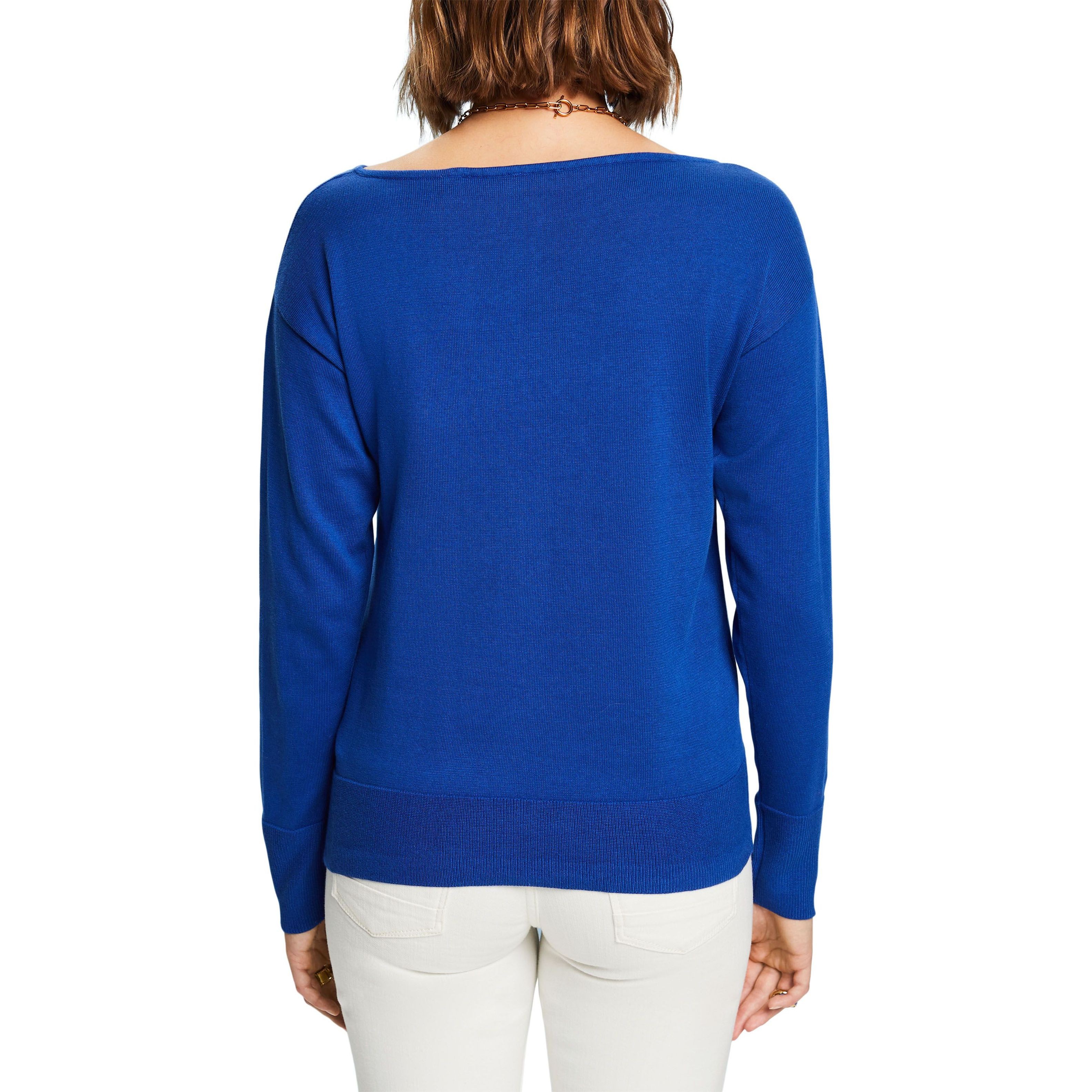 ESPRIT Megztinis moterims, Mėlyna, Boatneck Sweater 3